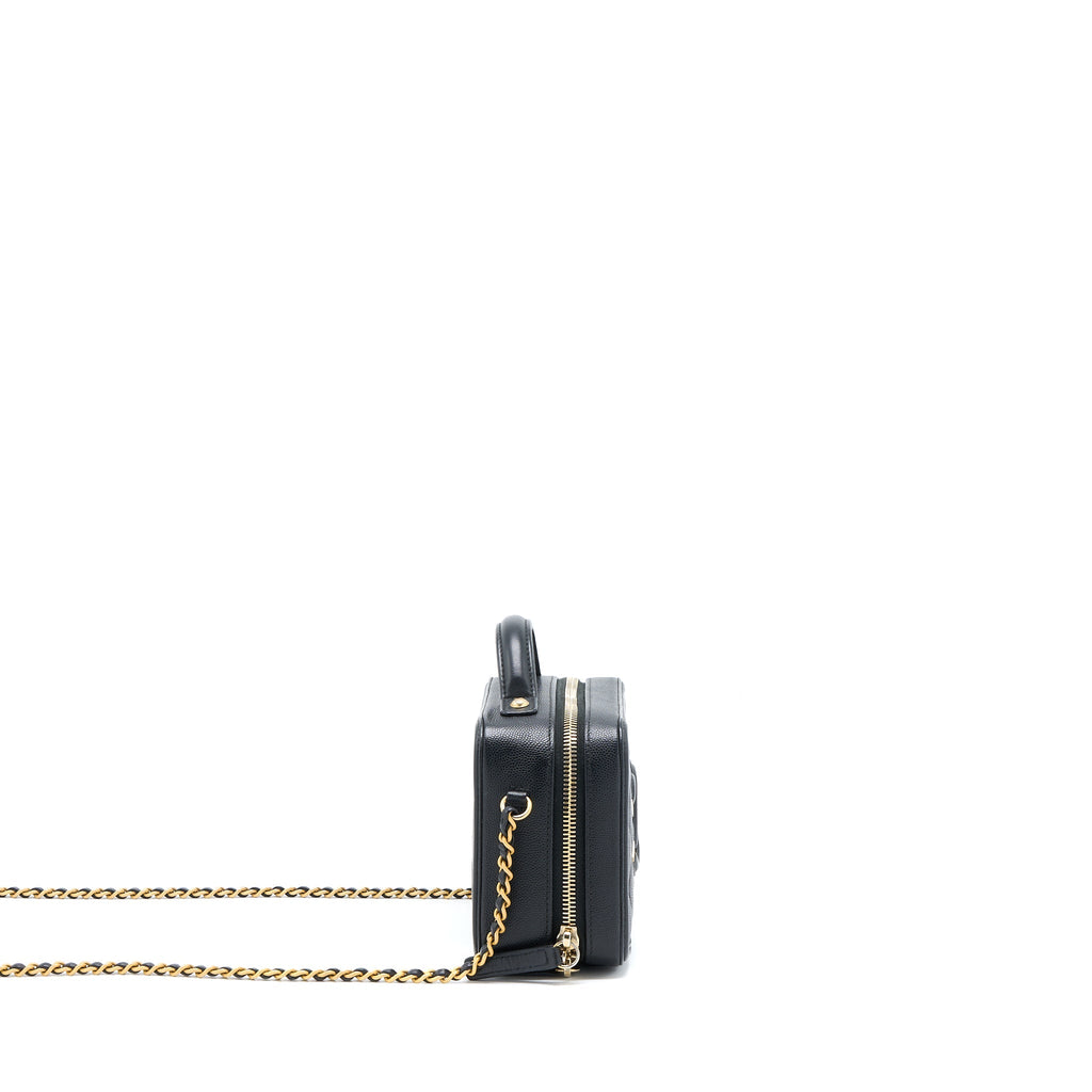 Chanel Filigree Vanity Case Caviar Black