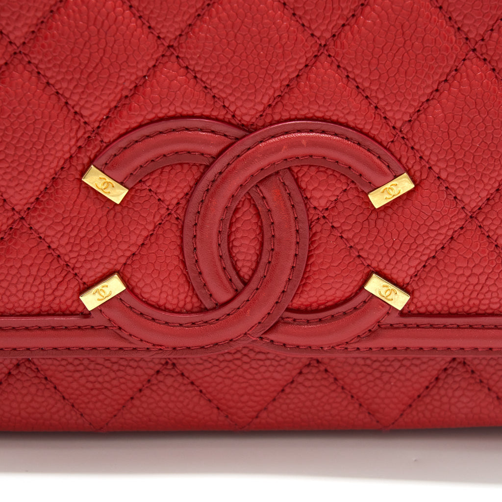 Chanel Filigree Flap Bag Caviar Red
