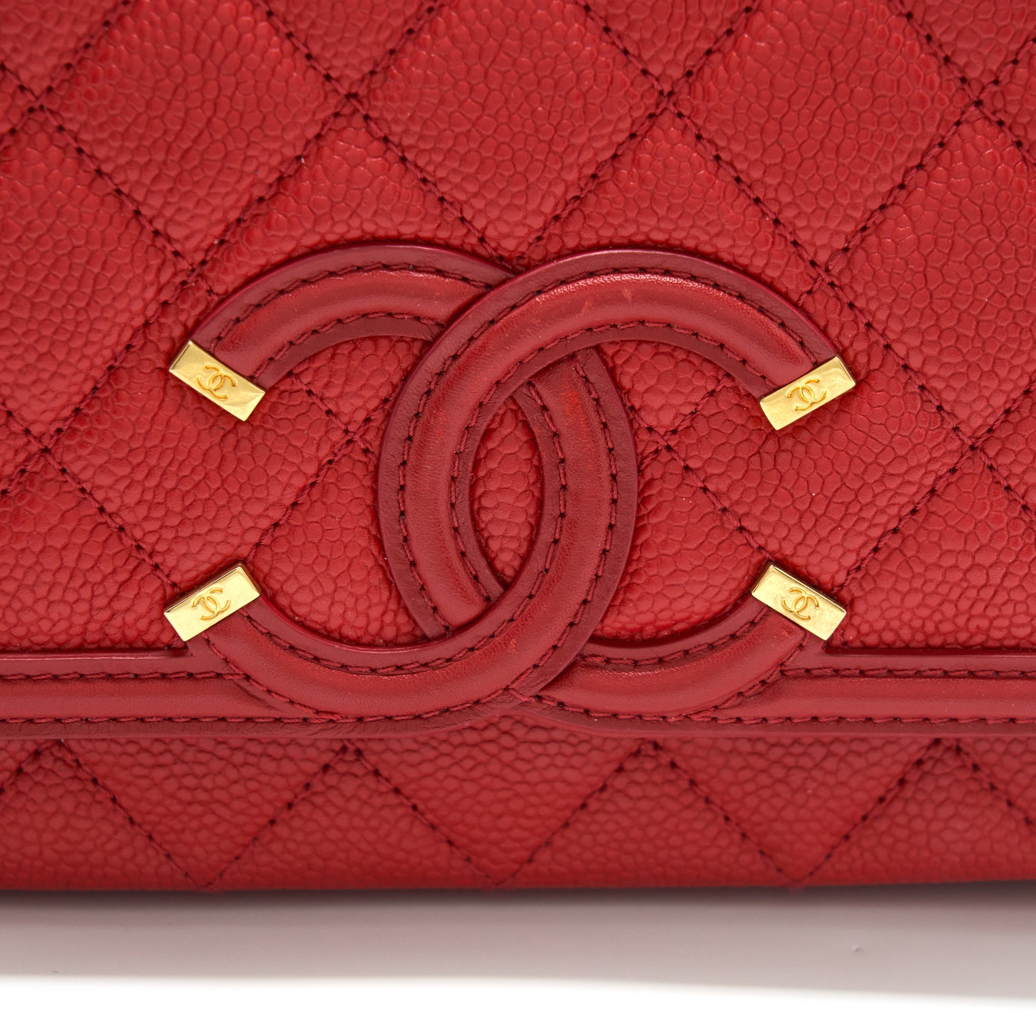 Chanel Filigree Flap Bag Caviar Red