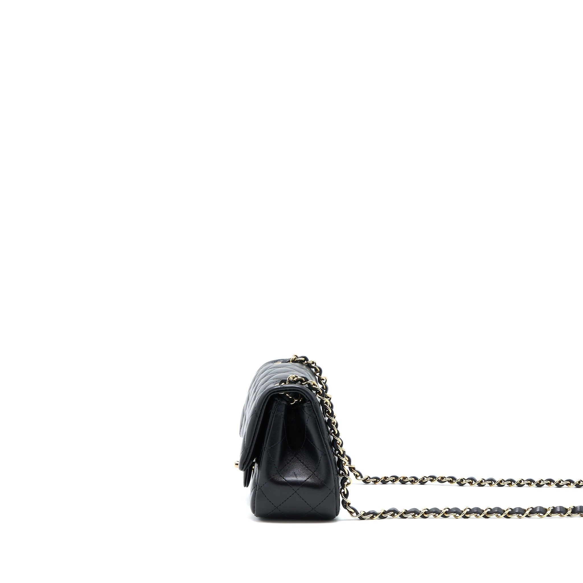 Chanel Mini Square Flap Bag Lambskin Black L (Microchip)