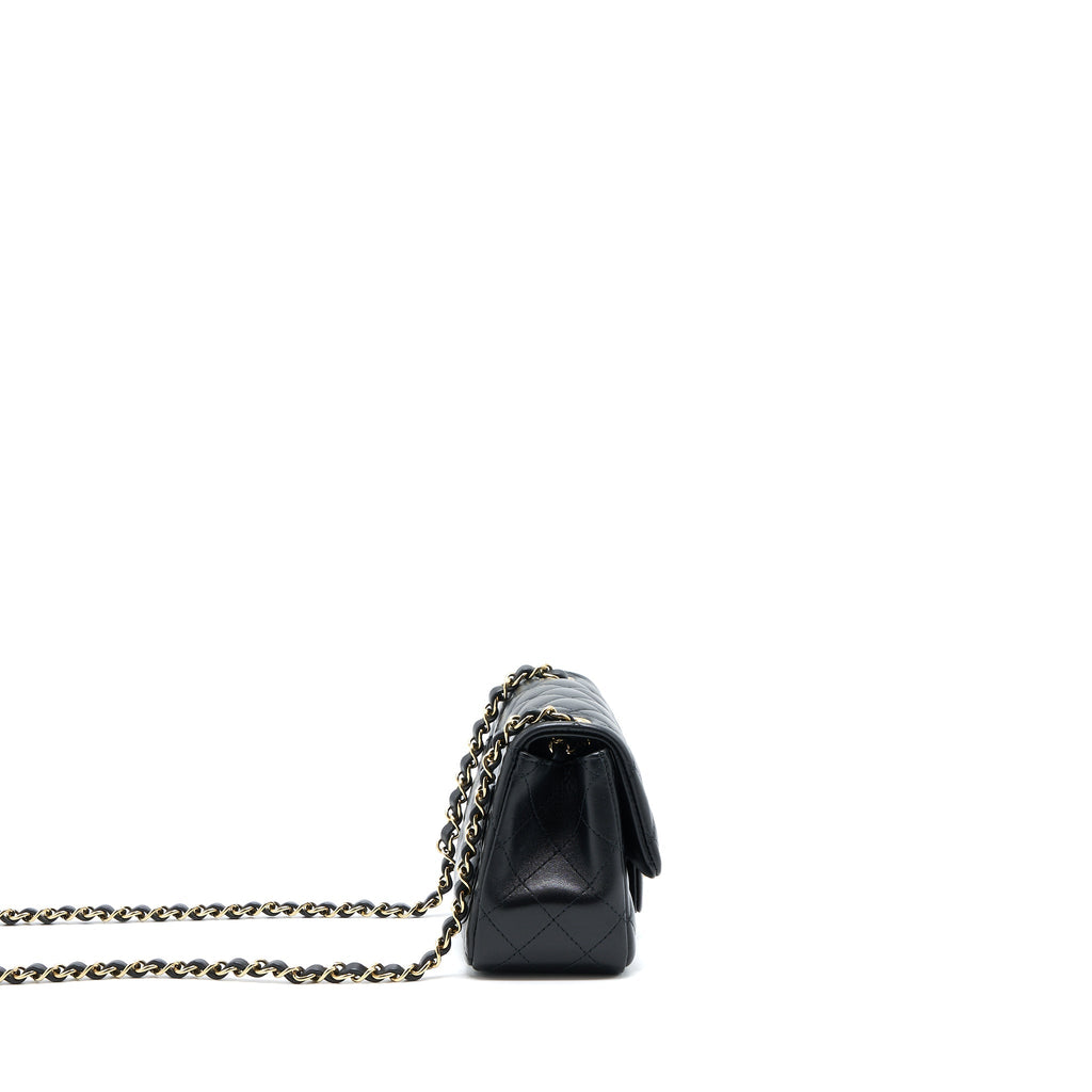 Chanel Mini Square Flap Bag Lambskin Black L (Microchip)