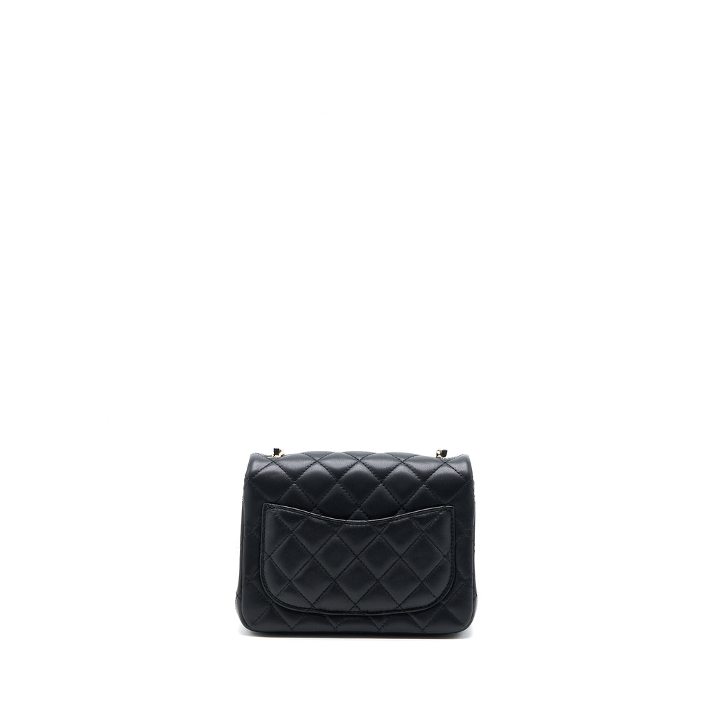 Chanel 23C Pearl Crush Mini Square Flap Bag Lambskin Black L (Microchip)