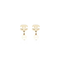 Chanel CC Logo With Pearl Drop Earrings L