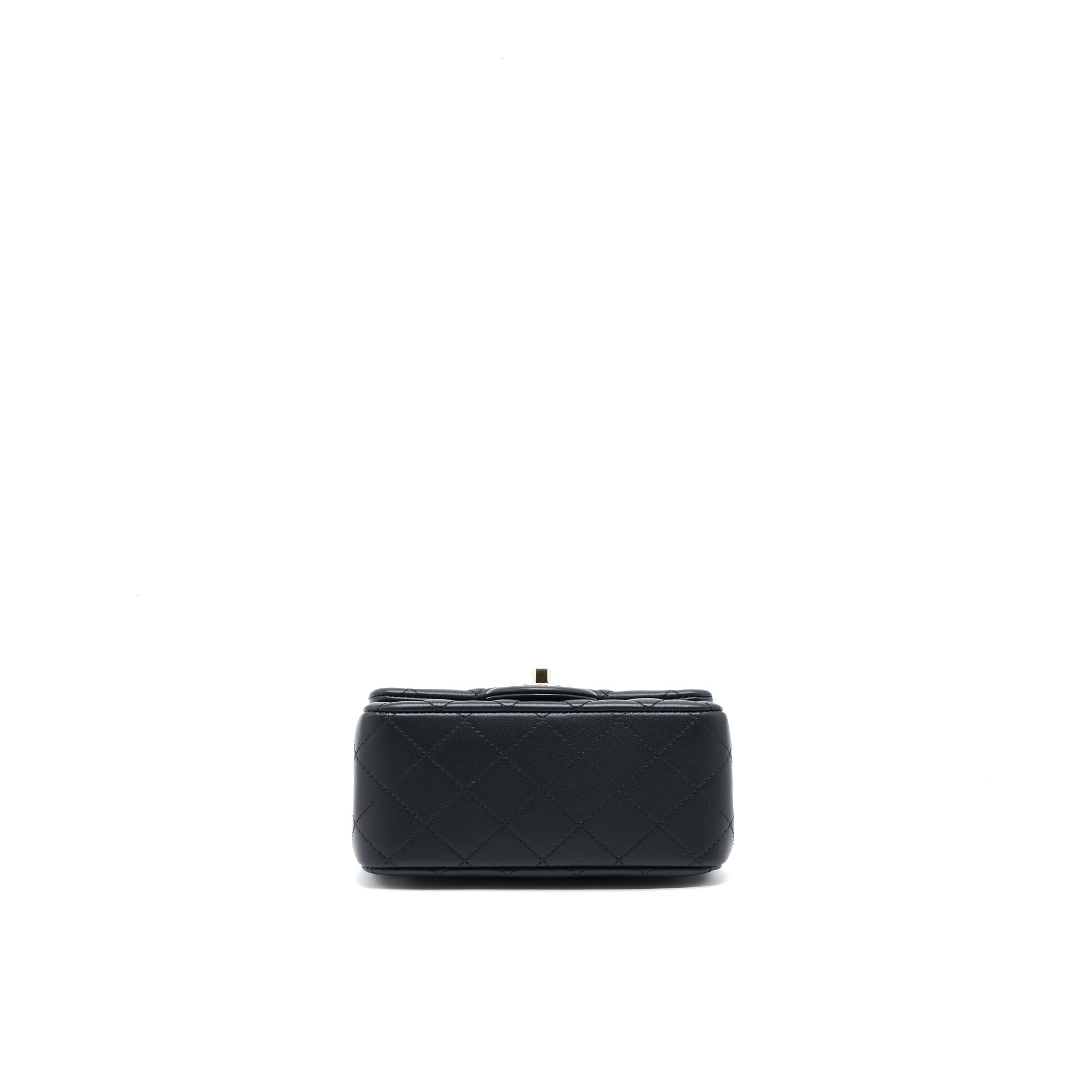 Chanel 23C Pearl Crush Mini Square Flap Bag Lambskin Black L (Microchip)