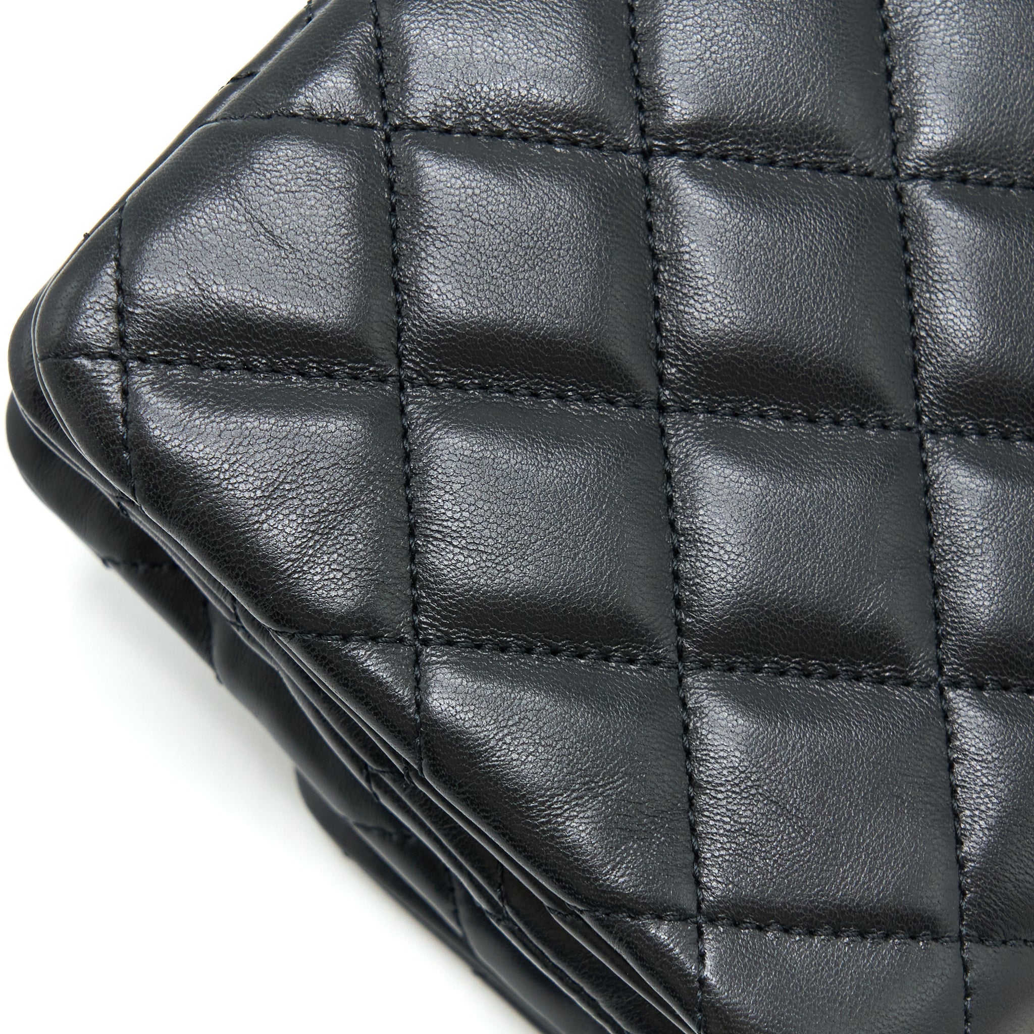 Chanel 22K Gold Pillar Adjustable Chain Flap Bag Lambskin Black Brushed  (Microchip)