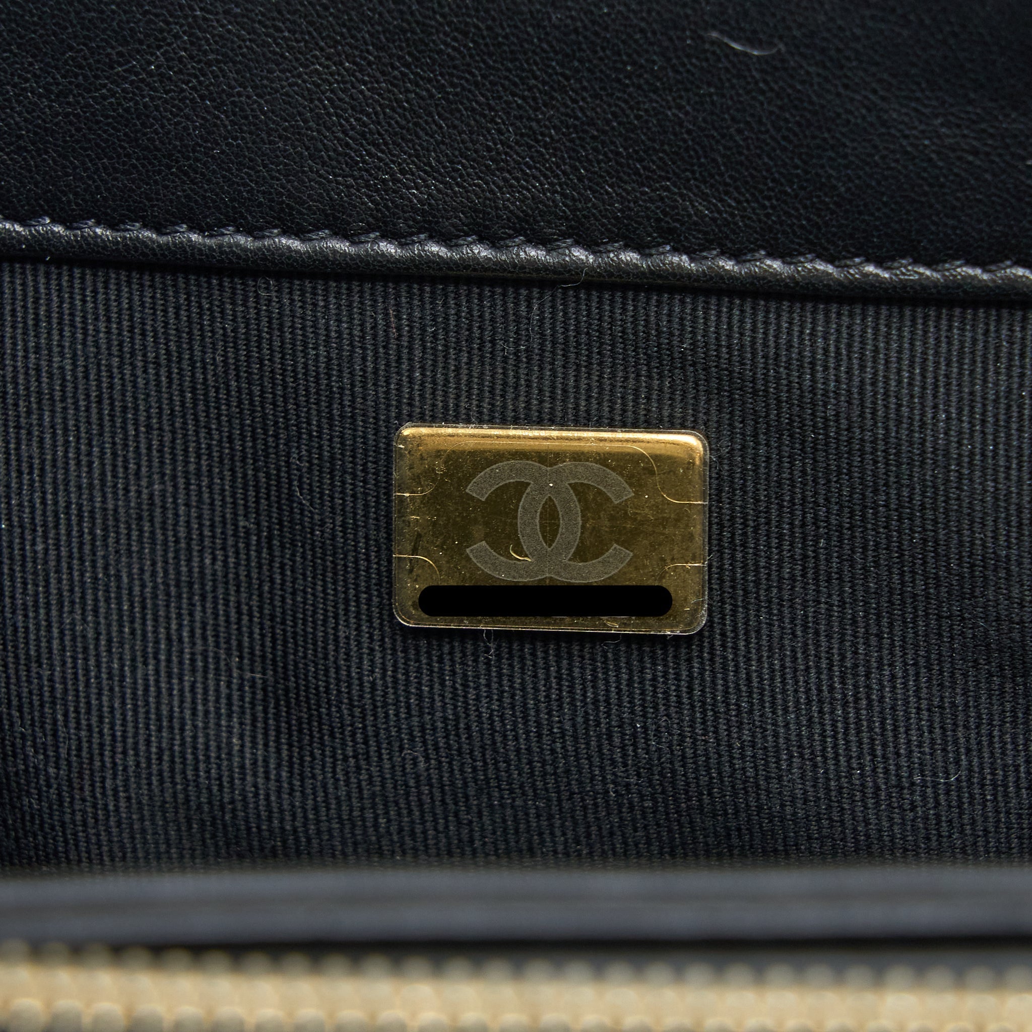 Chanel 22K Gold Pillar Adjustable Chain Flap Bag Lambskin Black Brushed  (Microchip)
