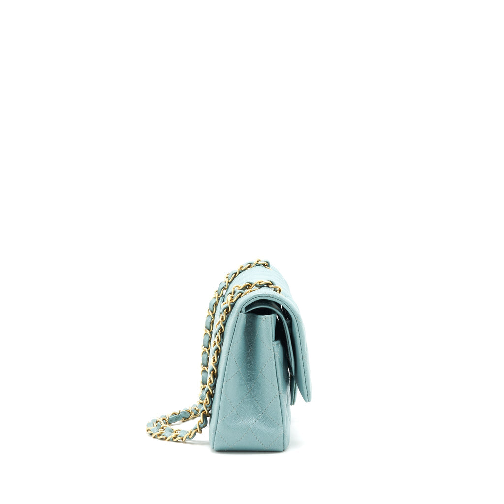 Chanel Classic double flap bag caviar Blue Brushed