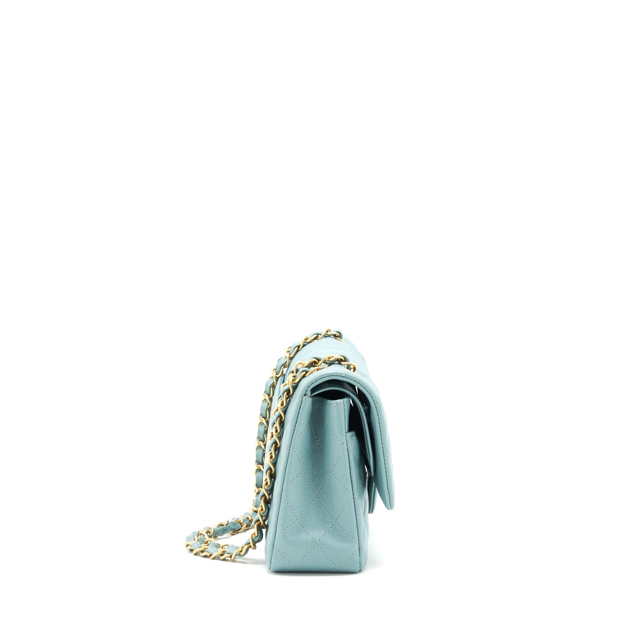 Chanel Classic double flap bag caviar Blue Brushed
