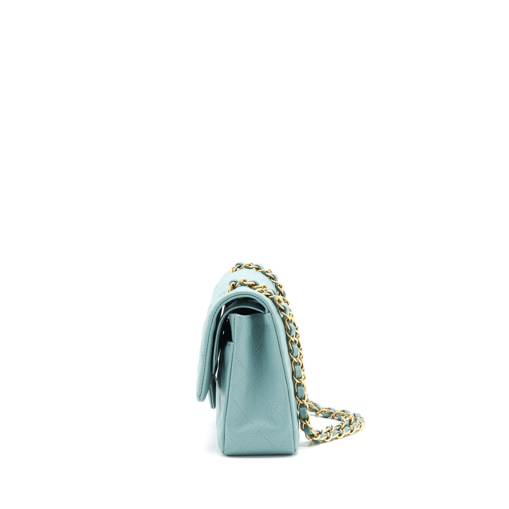 Chanel Classic double flap bag caviar Blue Brushed