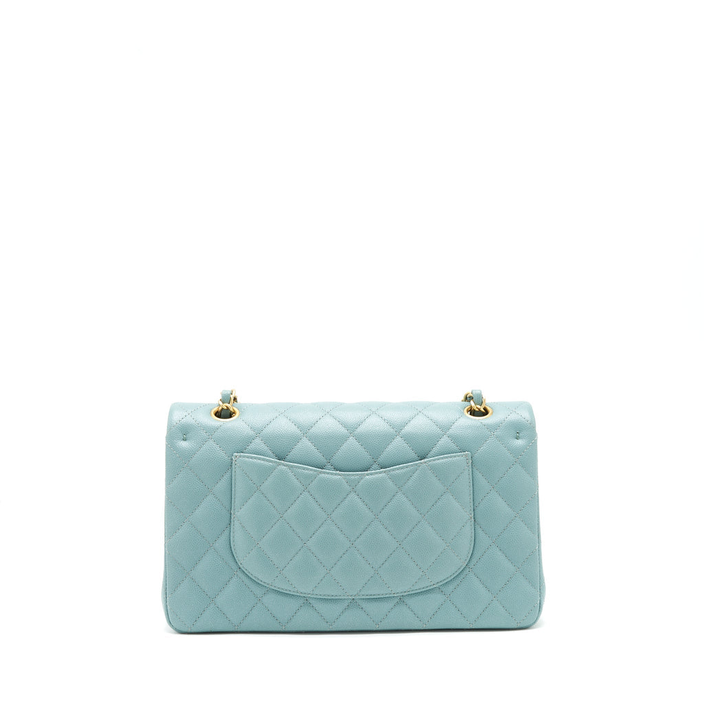 Chanel Classic double flap bag caviar Blue Brushed