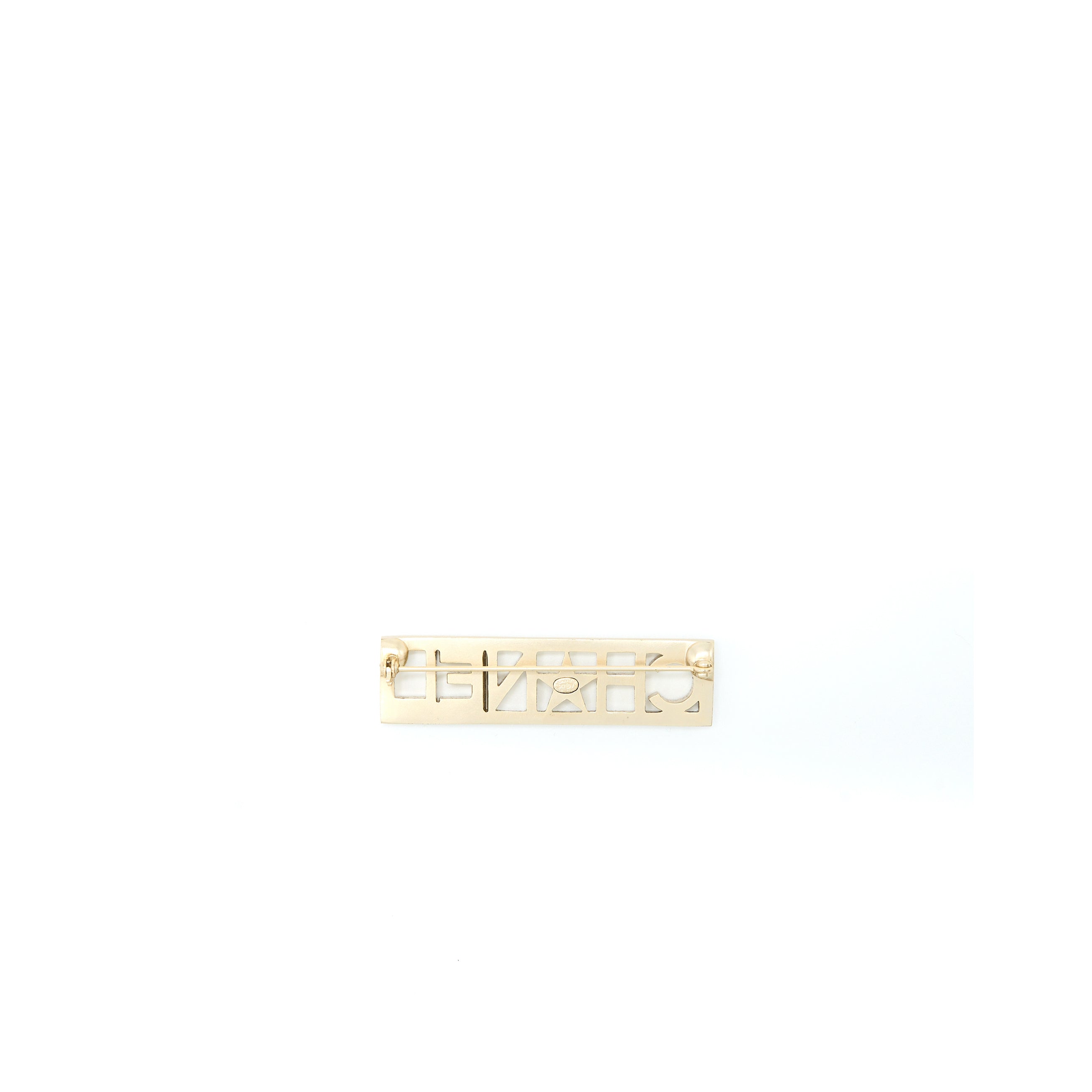 Chanel Letter/Star Brooch Crystal Light Gold Tone
