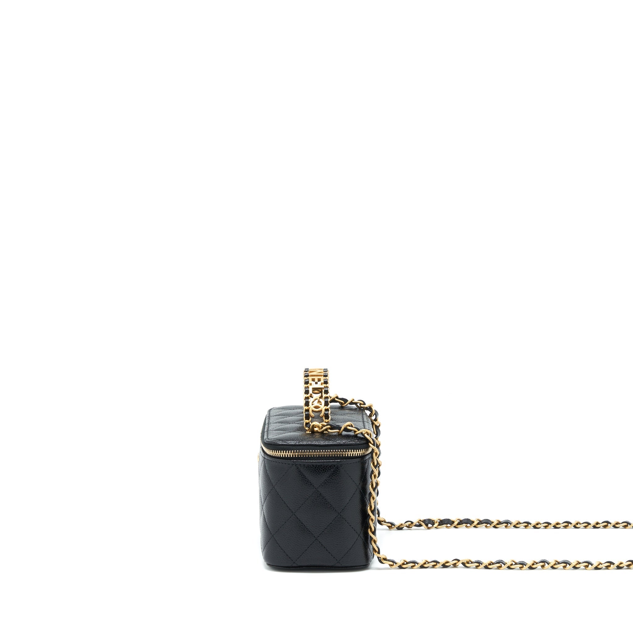 Chanel 22S Letter Top Handle Long Vanity Caviar Black