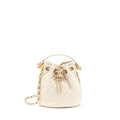 Chanel Button Bucket Crossbody Bag Lambskin White