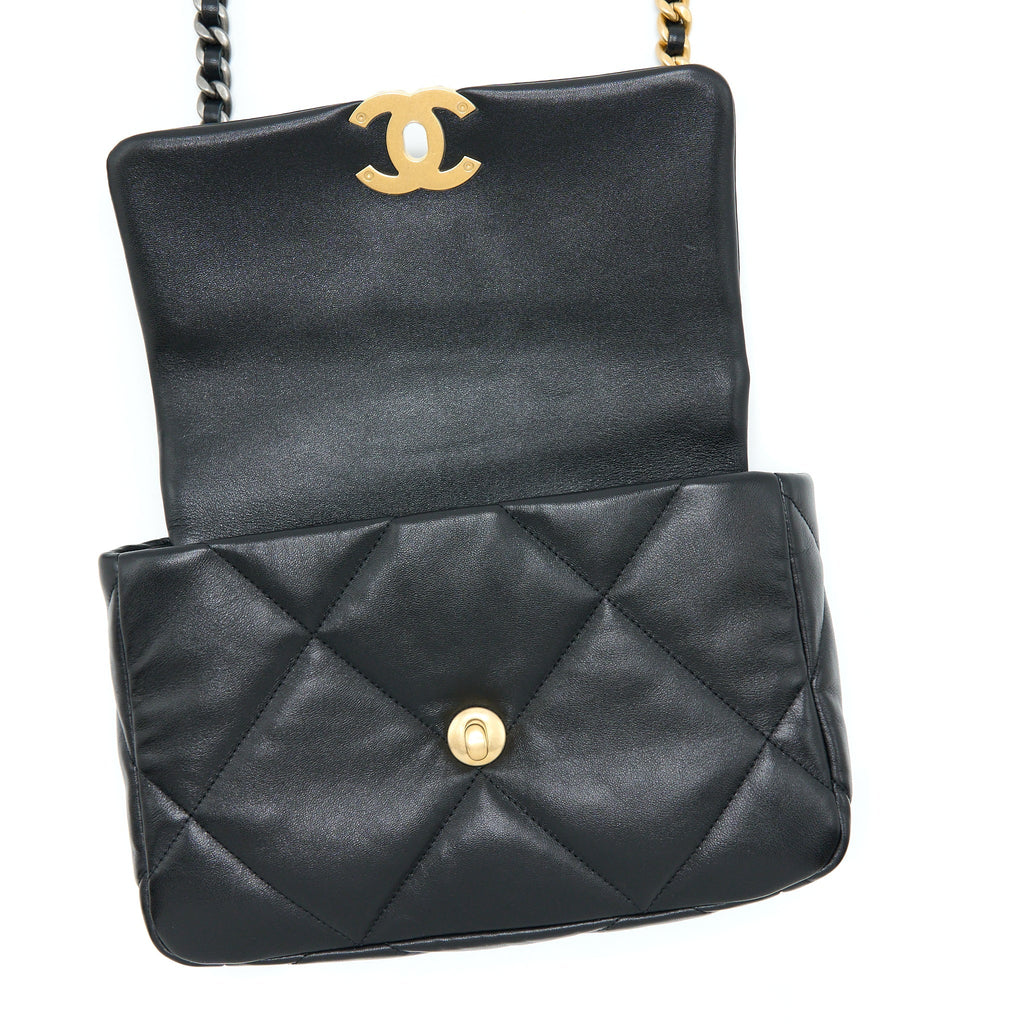 Chanel Small 19 Bag Lambskin Black With Multicolour Hardware
