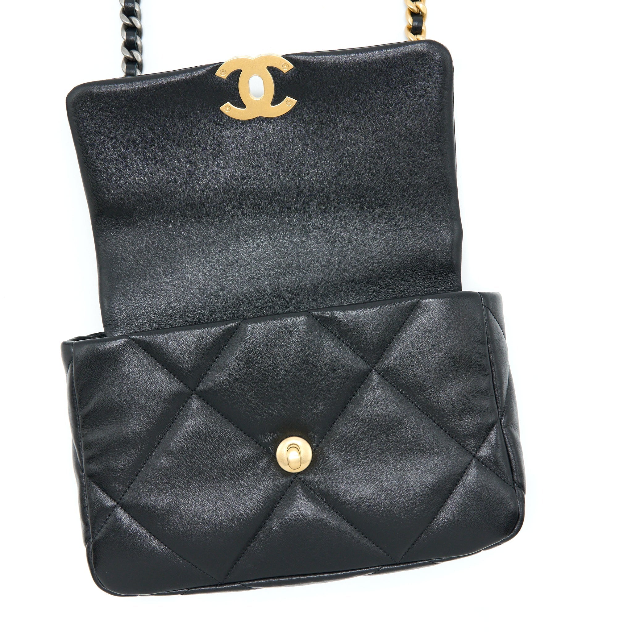 Chanel Small 19 Bag Lambskin Black With Multicolour Hardware