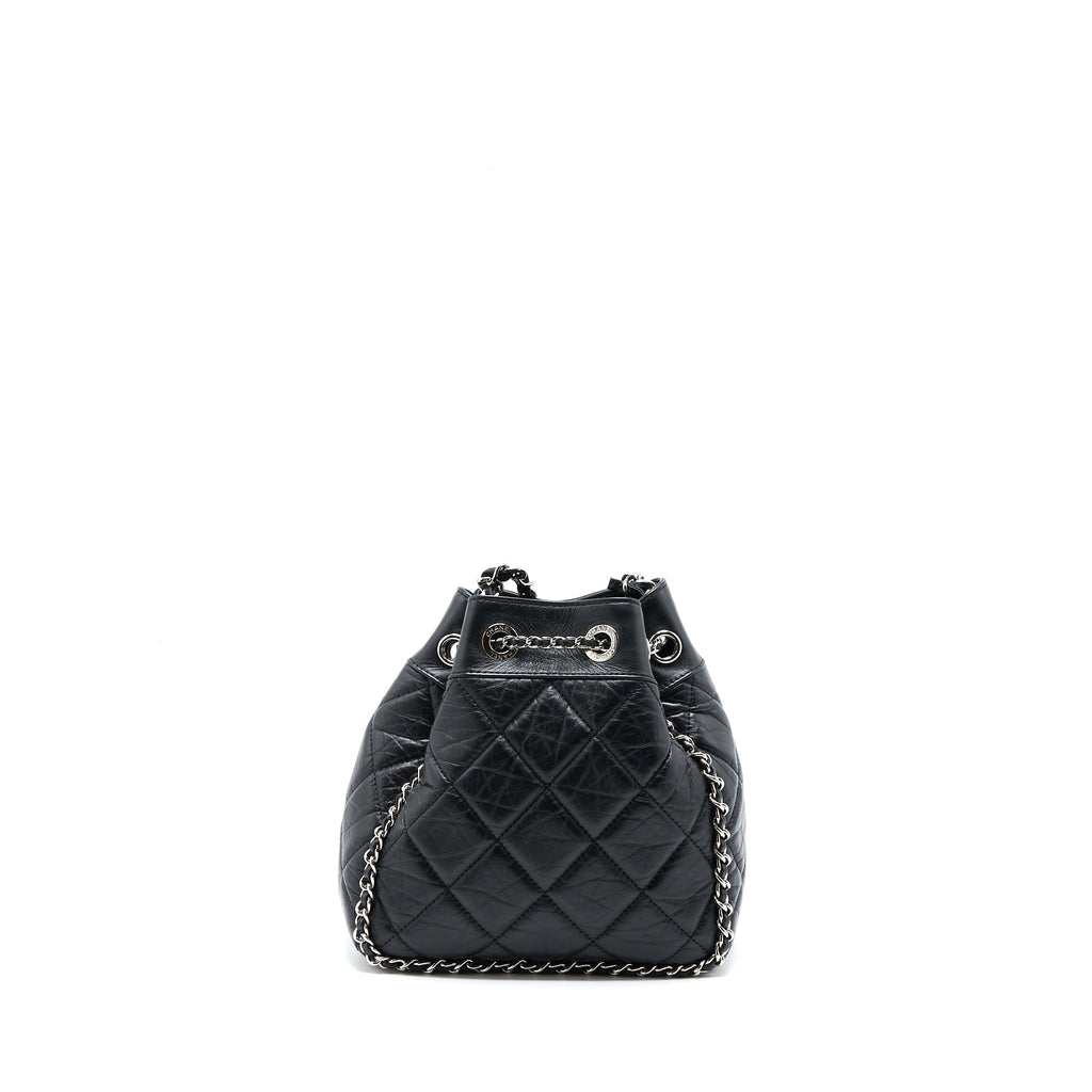 Chanel 20S Drawstring Bucket Bag Aged Calfskin Black