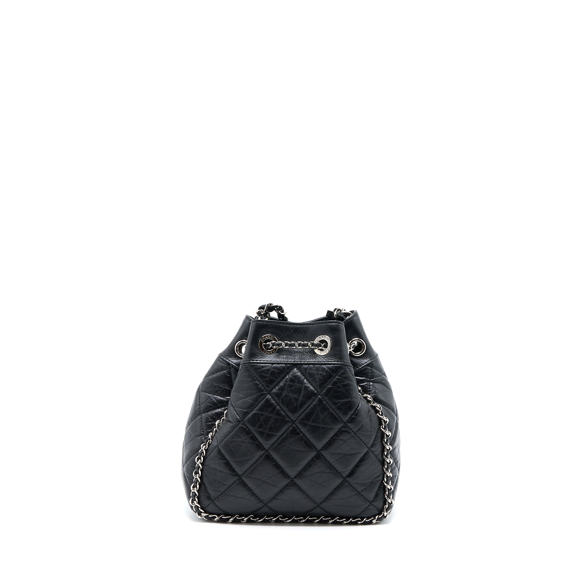 Chanel 20S Drawstring Bucket Bag Aged Calfskin Black