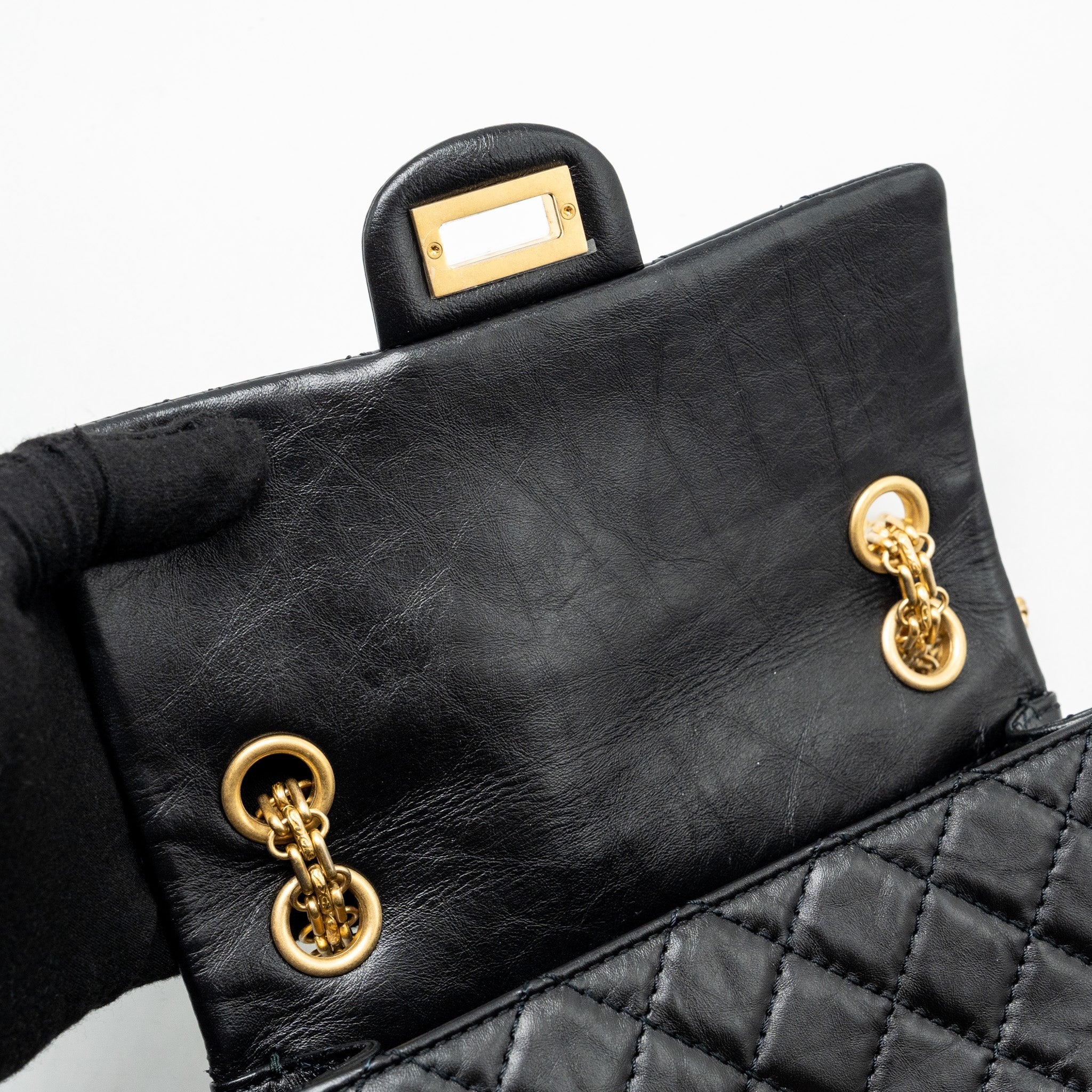 Chanel Mini 2.55 reissue flap bag aged calfskin black