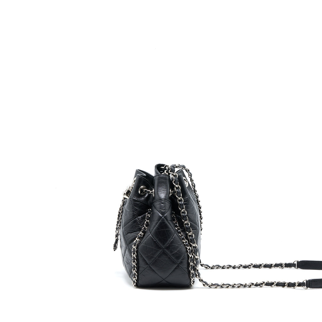 Chanel 20S Drawstring Bucket Bag Aged Calfskin Black