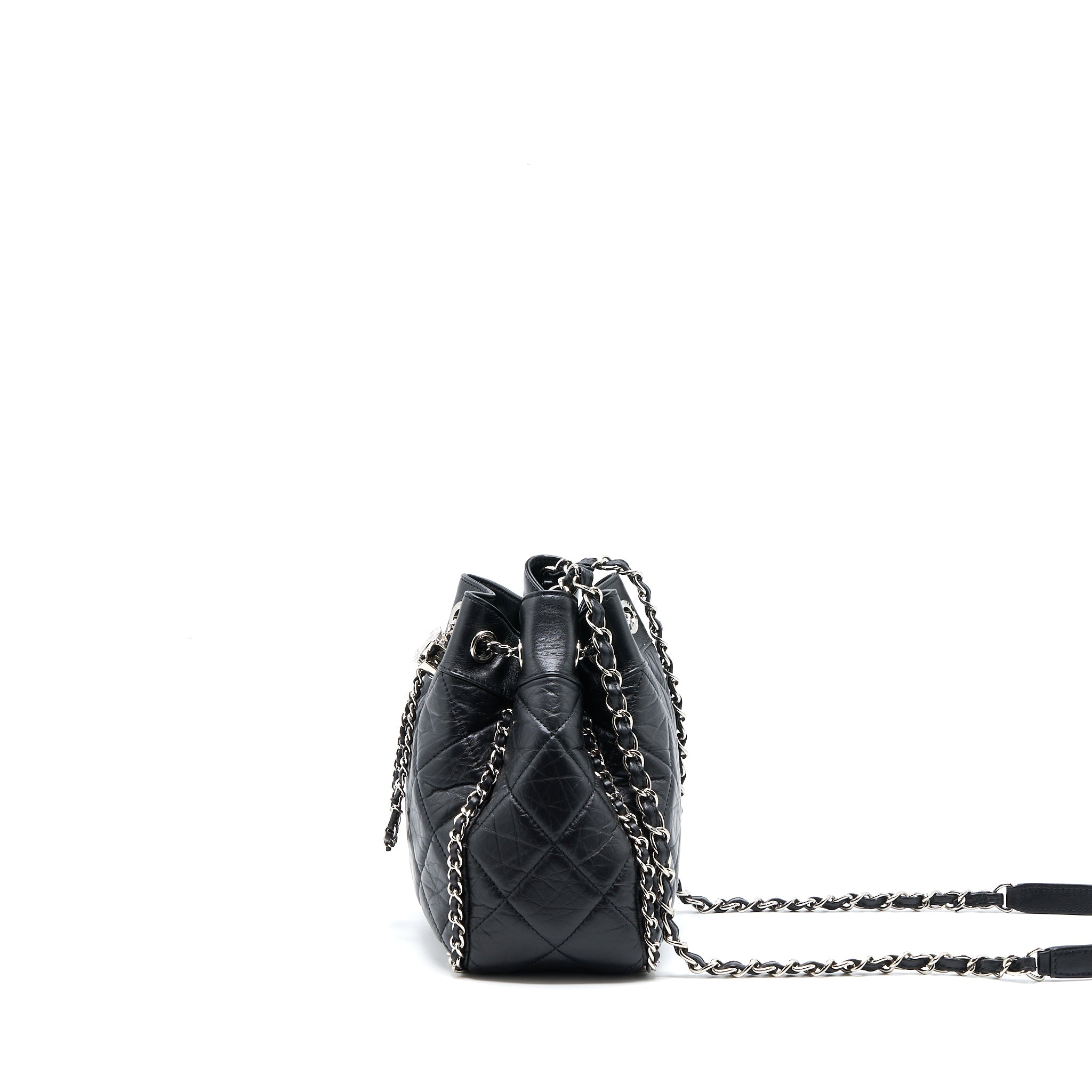 Chanel 20S Drawstring Bucket Bag Aged Calfskin Black