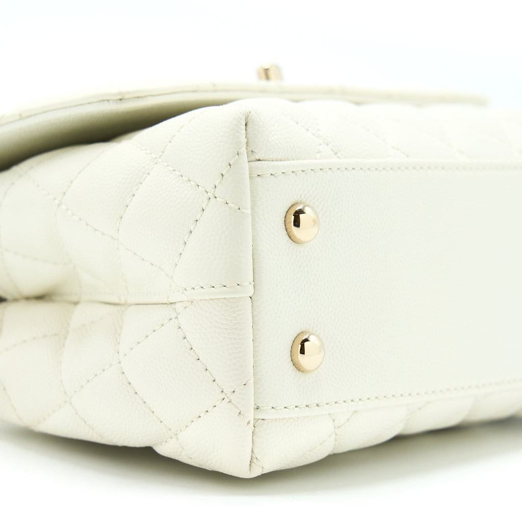 Chanel Small Coco Handle Caviar White L