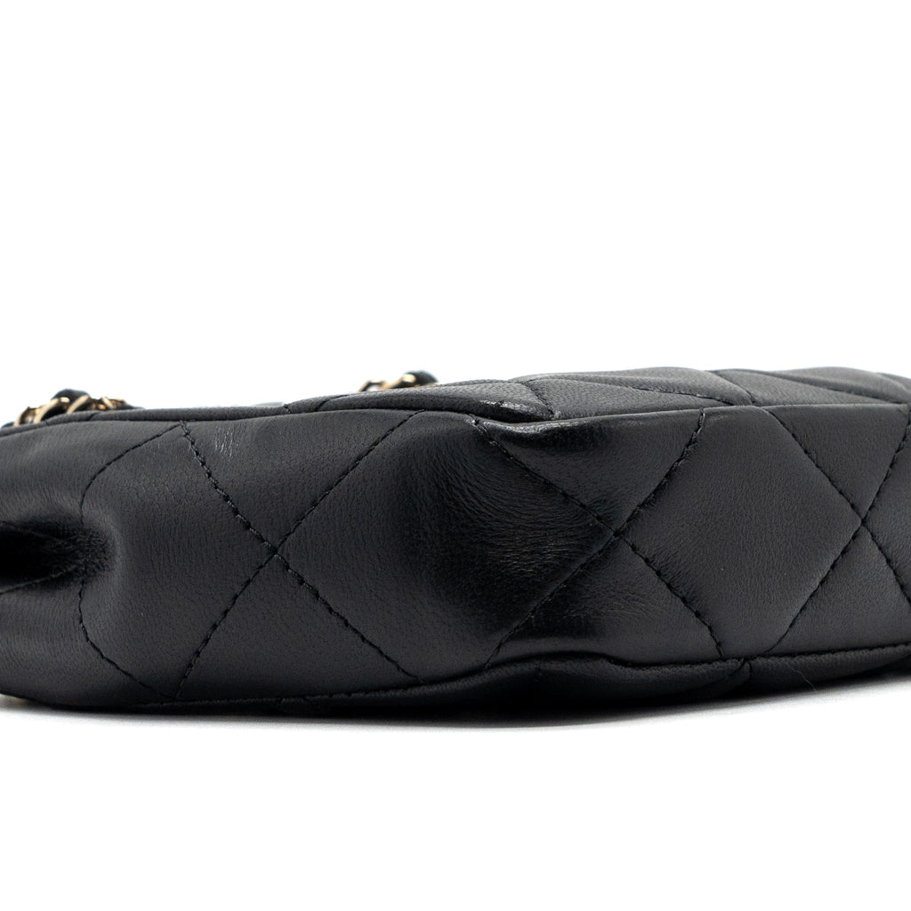 Chanel quilted super mini tote with chain lambskin black L