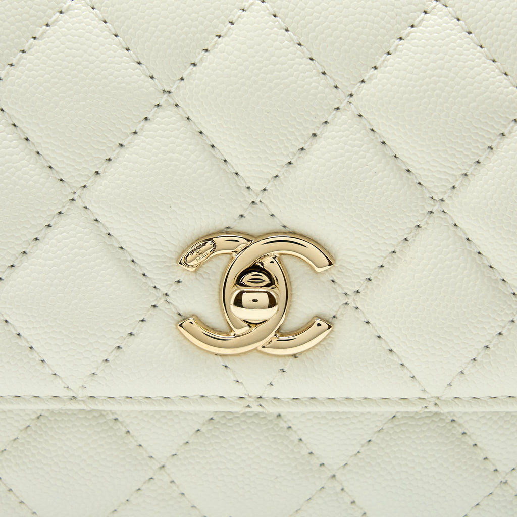 Chanel Small Coco Handle Caviar White L