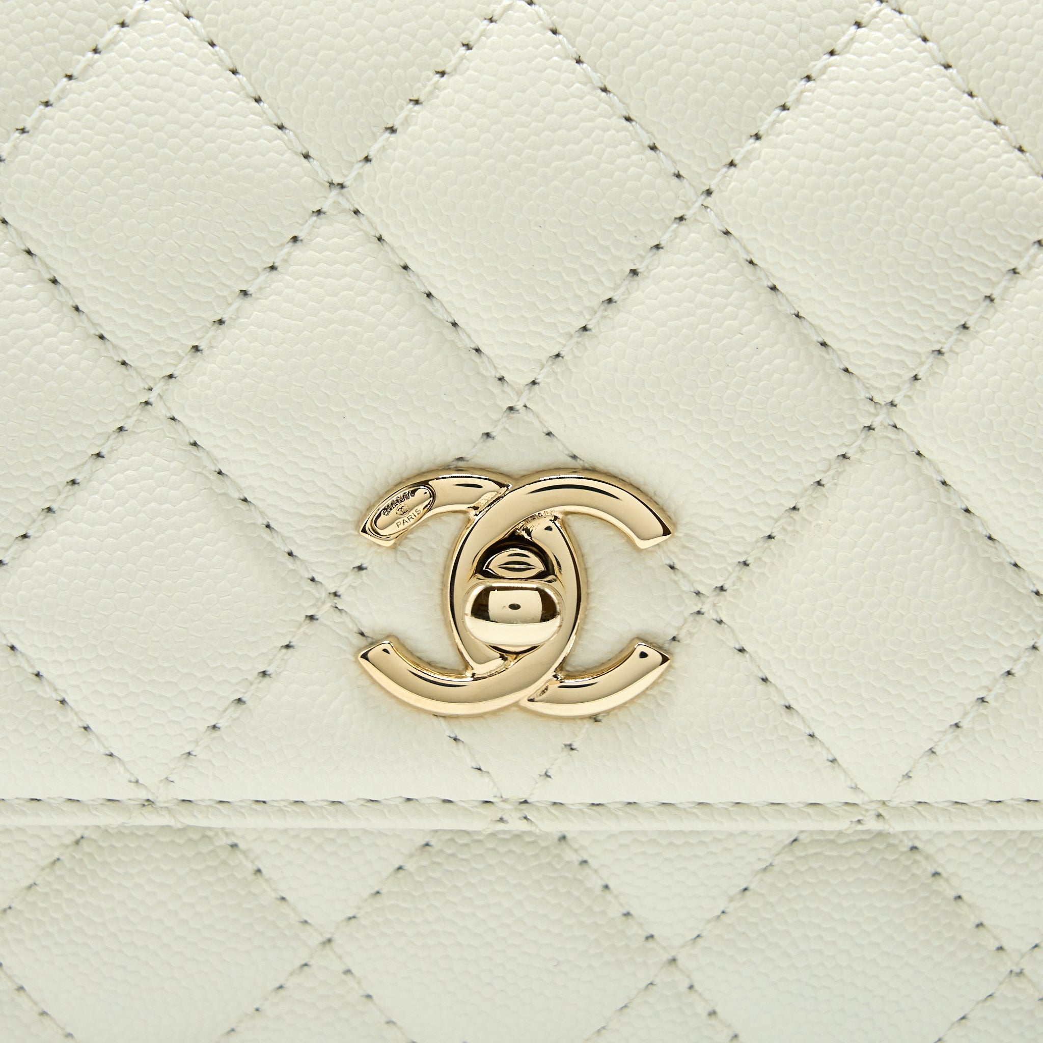 Chanel Small Coco Handle Caviar White L