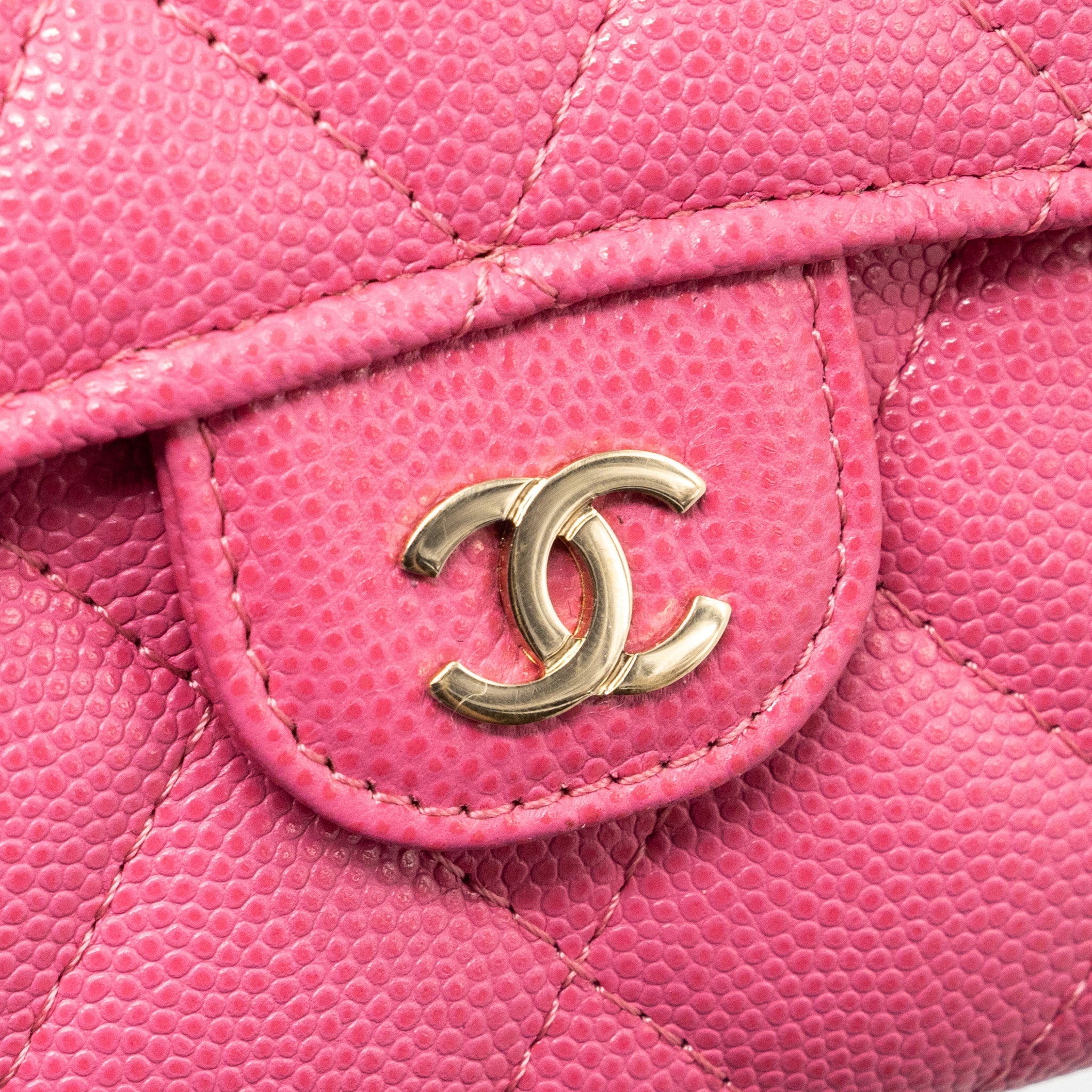 Chanel quilted small flap wallet caviar pink L