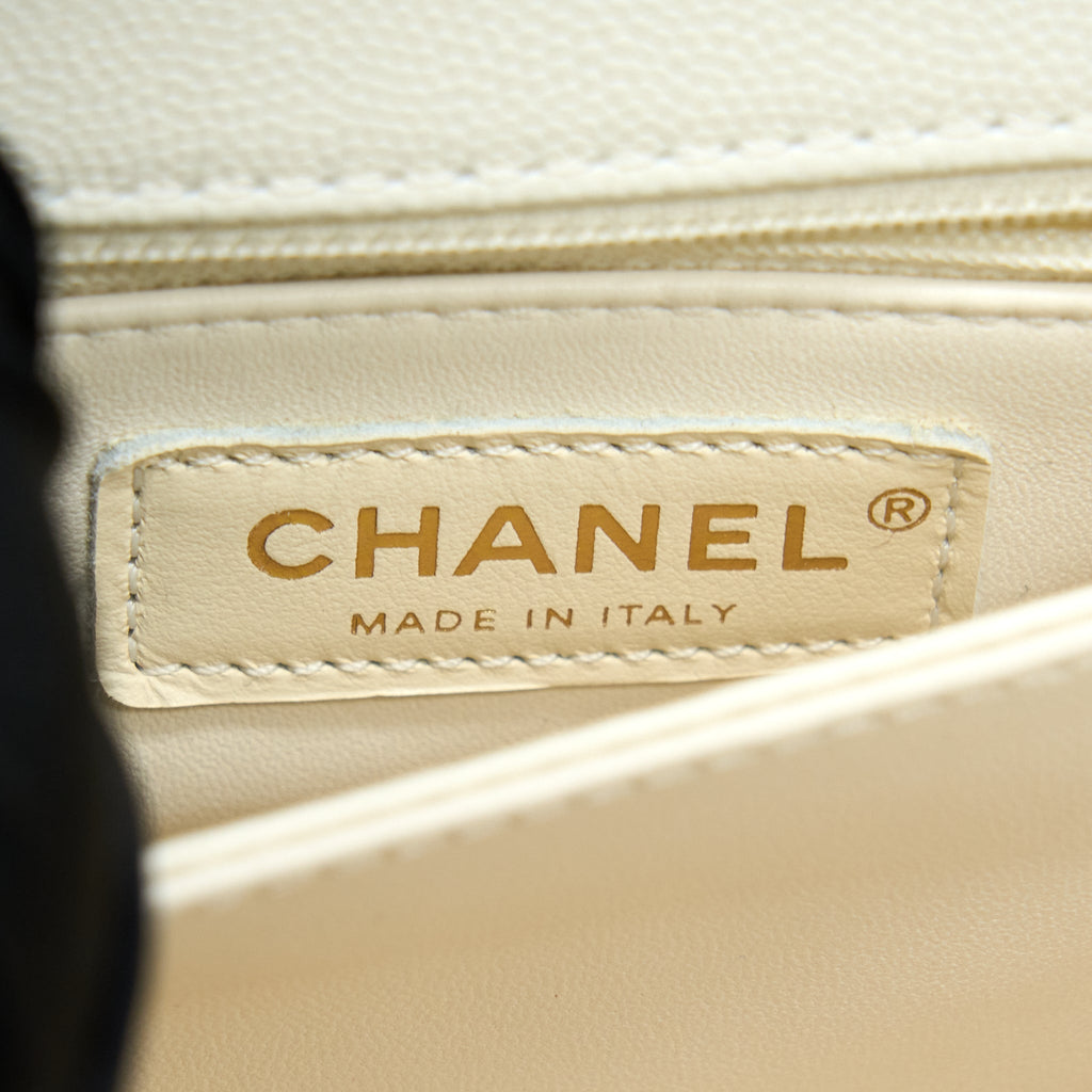 Chanel Small Coco Handle Caviar White L