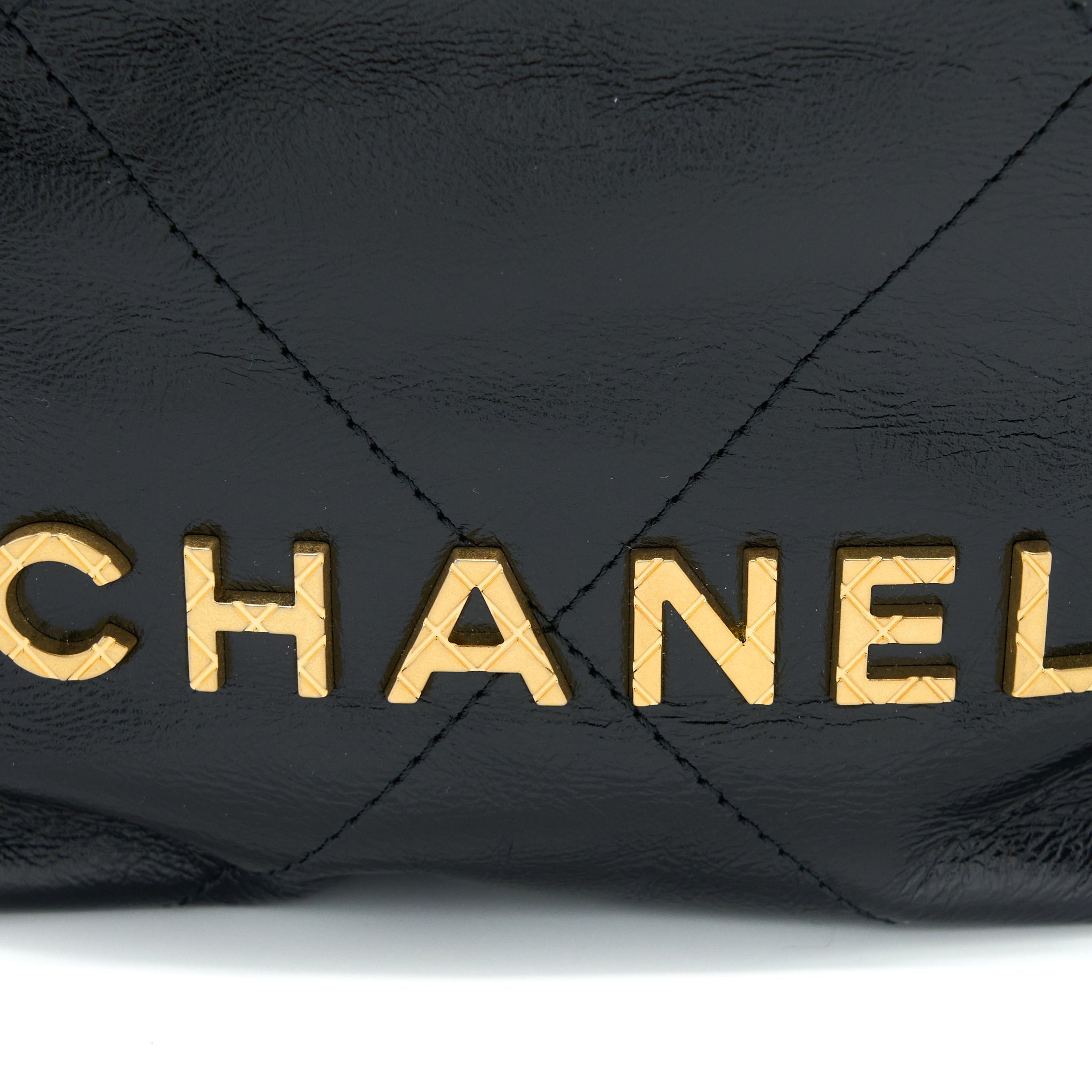 Chanel 23S Mini 22 Bag with Pearl Shiny Calfskin Black  (Microchip)