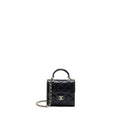 Chanel Top Handle Mini Flap Bag Lambskin Black L