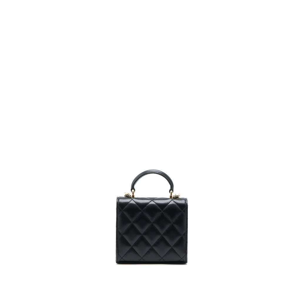 Chanel Top Handle Mini Flap Bag Lambskin Black L