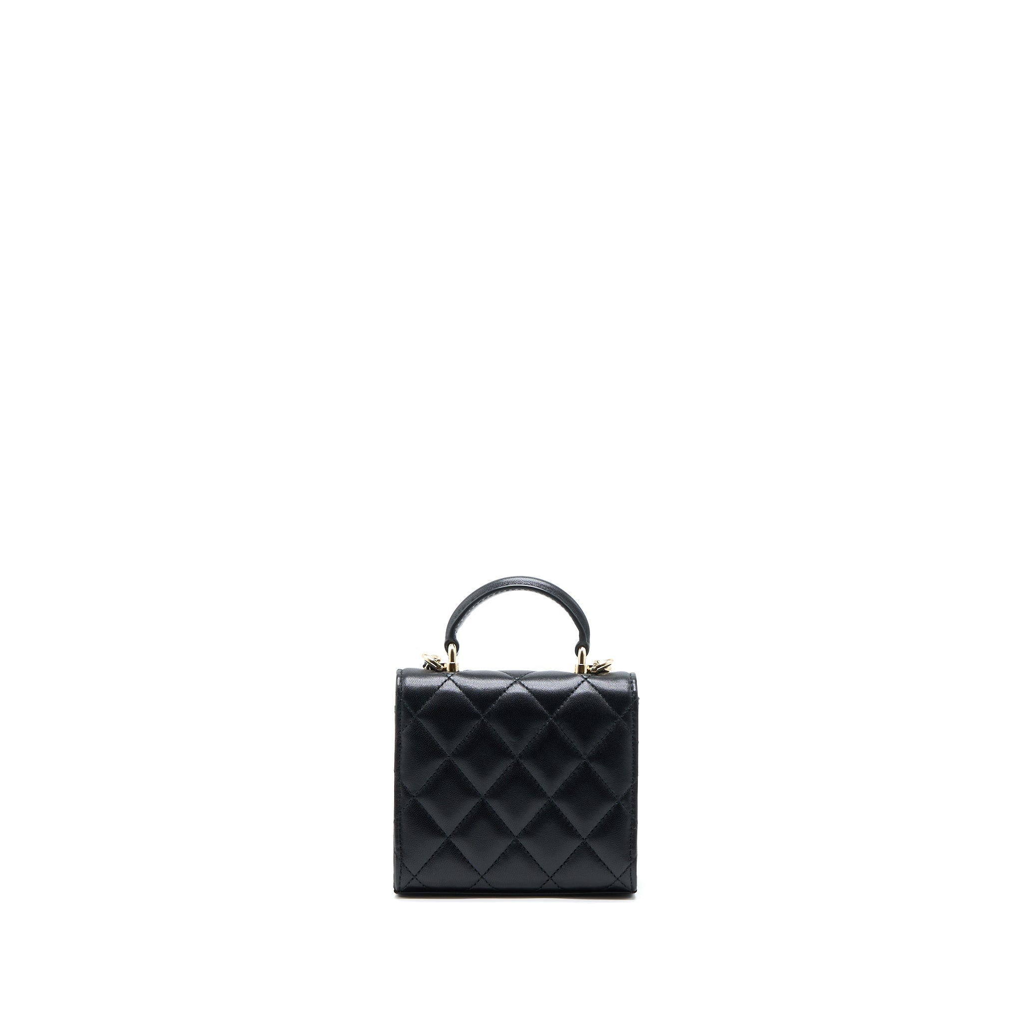 Chanel Top Handle Mini Flap Bag Lambskin Black L