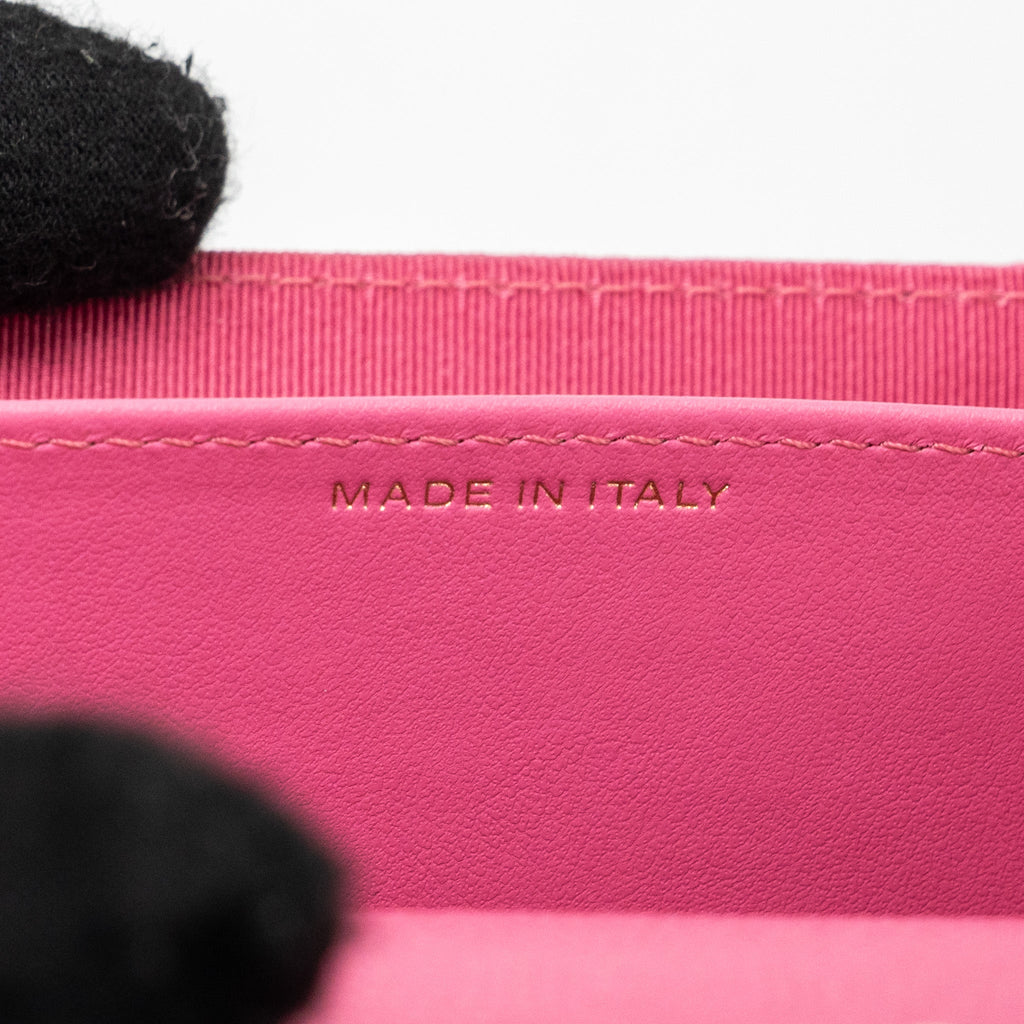 Chanel quilted small flap wallet caviar pink L