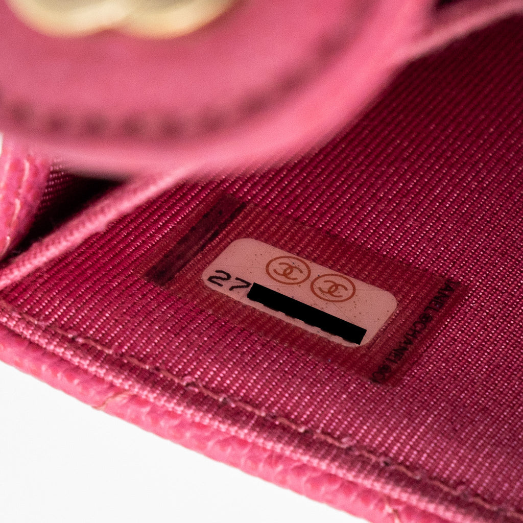 Chanel quilted small flap wallet caviar pink L