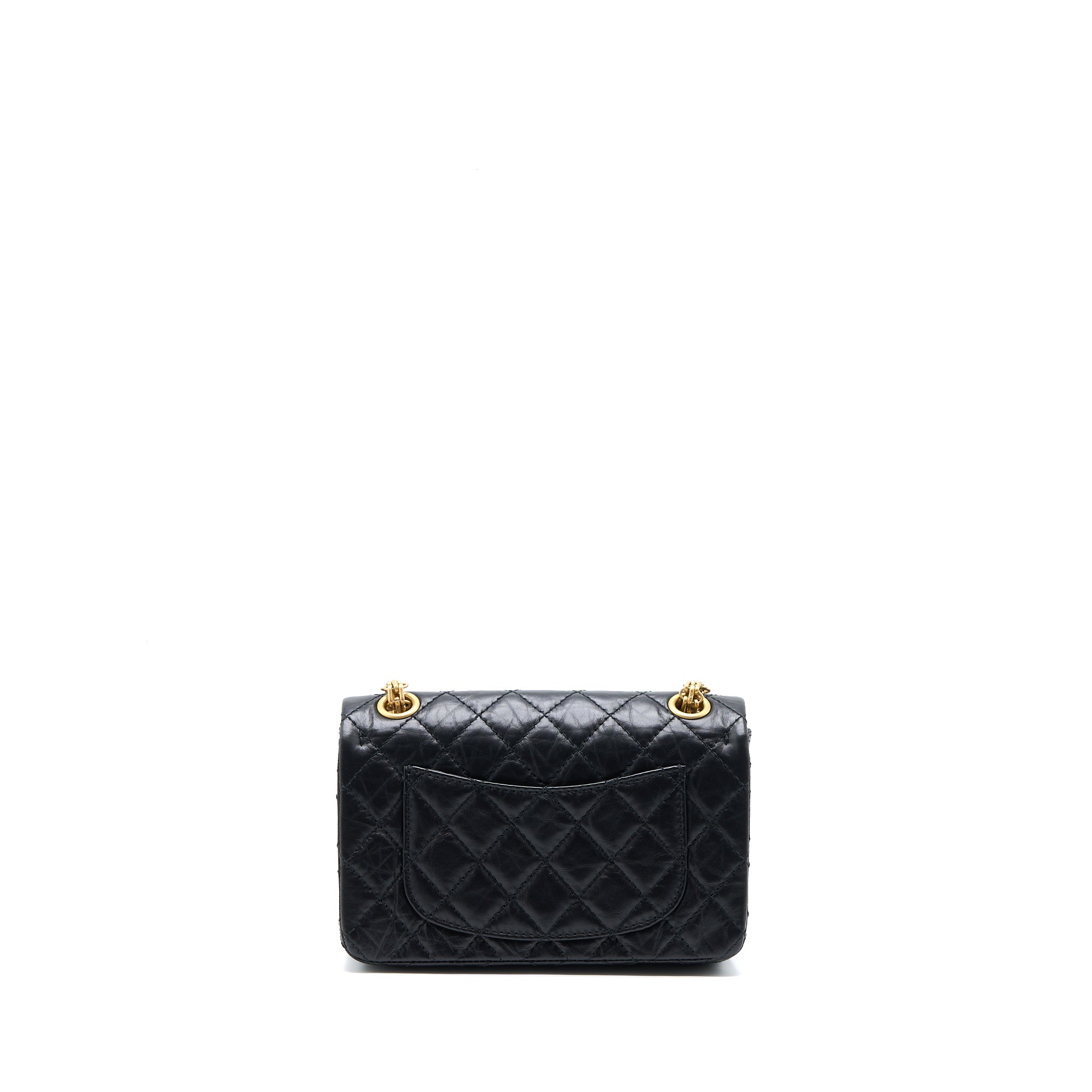 Chanel Mini Reissue 2.55 Flap Bag Aged Calfskin Black Brushed  (Microchip)