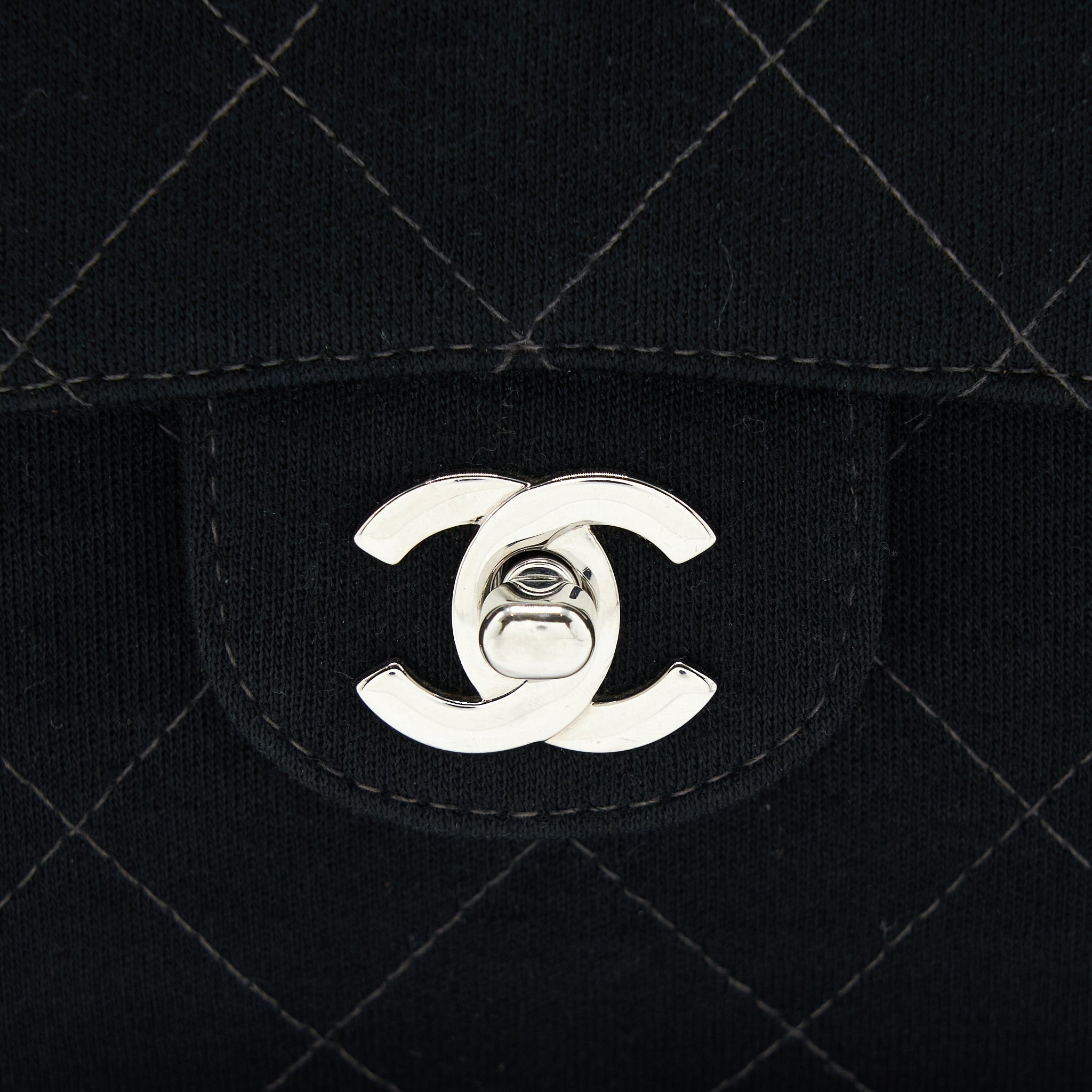 Chanel Vintage Medium Single Flap Bag Fabric Black