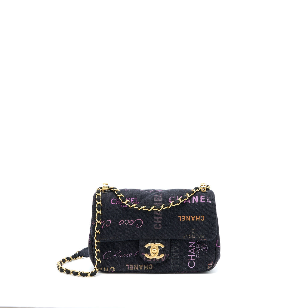 Chanel 22P Black Denim Flap Bag Brushed (Microchip)