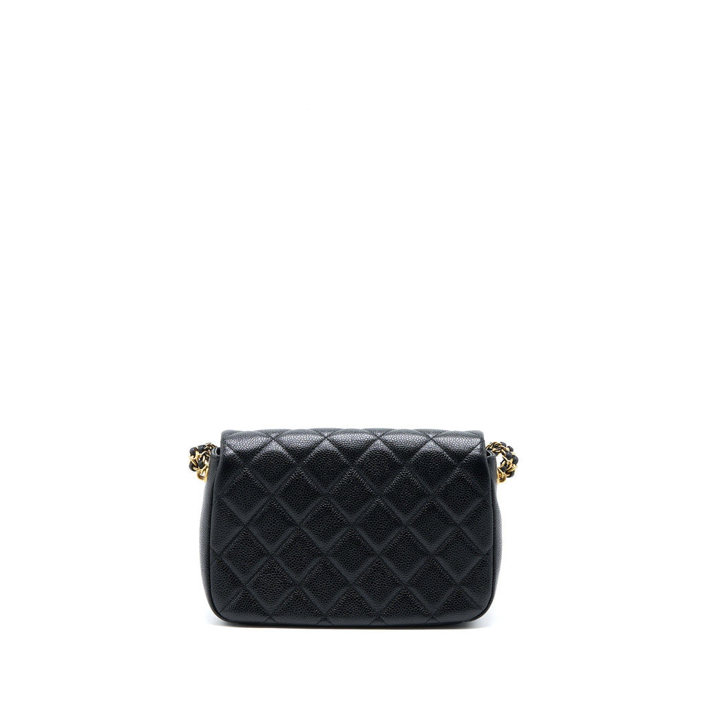 Chanel Quilted Flap Bag with Double Chain Caviar Black Brushed  (Microchip)