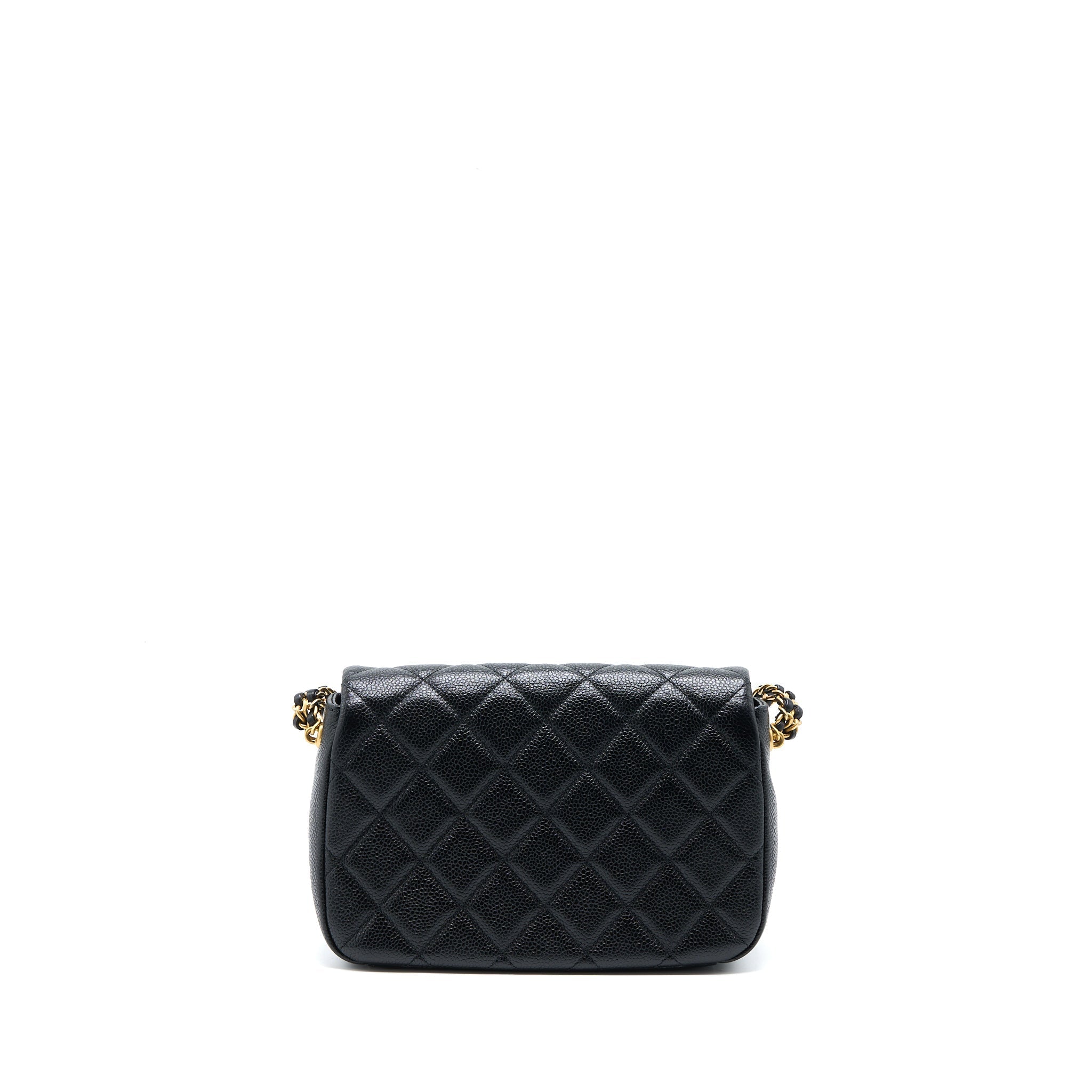 Chanel Quilted Flap Bag with Double Chain Caviar Black Brushed  (Microchip)