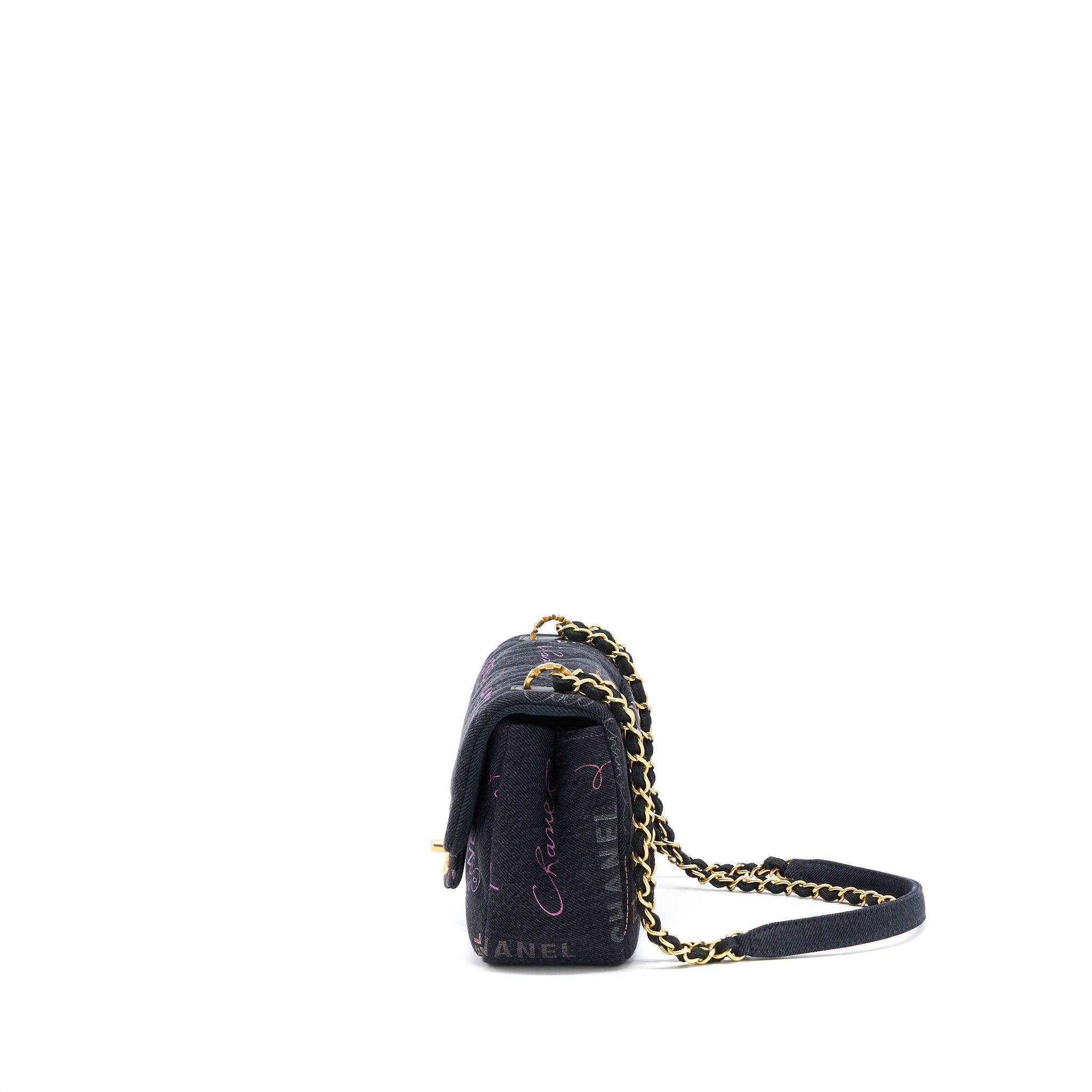 Chanel 22P Black Denim Flap Bag Brushed (Microchip)
