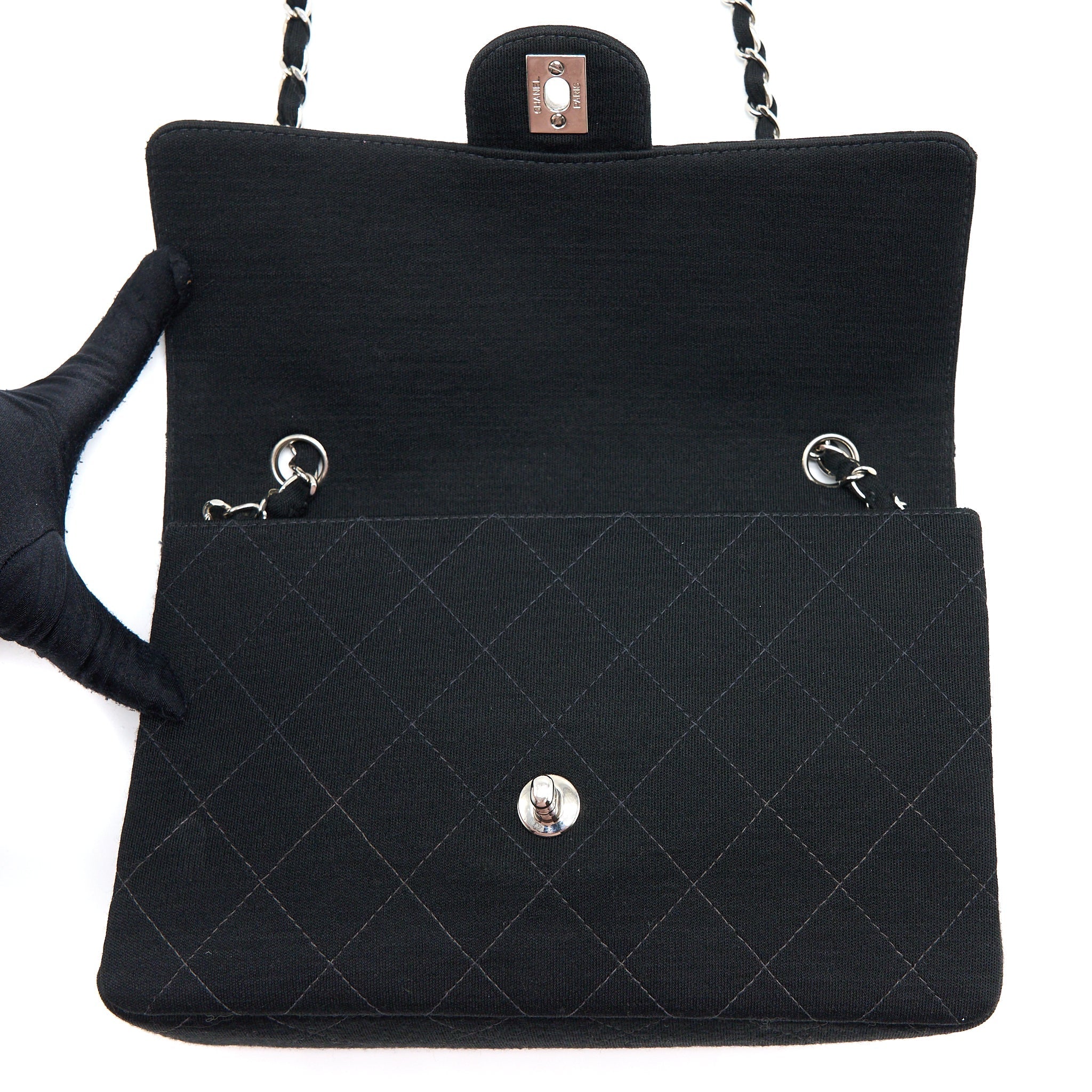 Chanel Vintage Medium Single Flap Bag Fabric Black