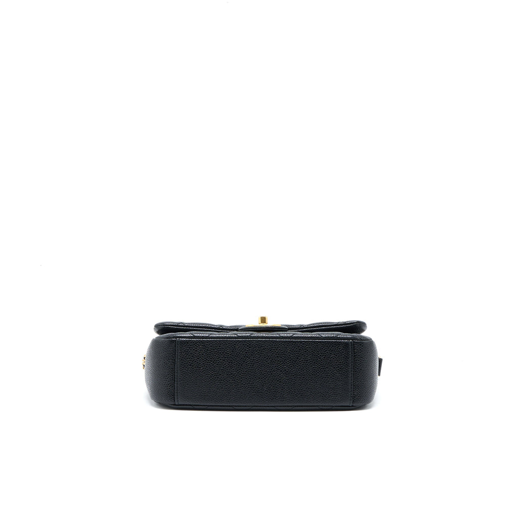 Chanel Quilted Flap Bag with Double Chain Caviar Black Brushed  (Microchip)