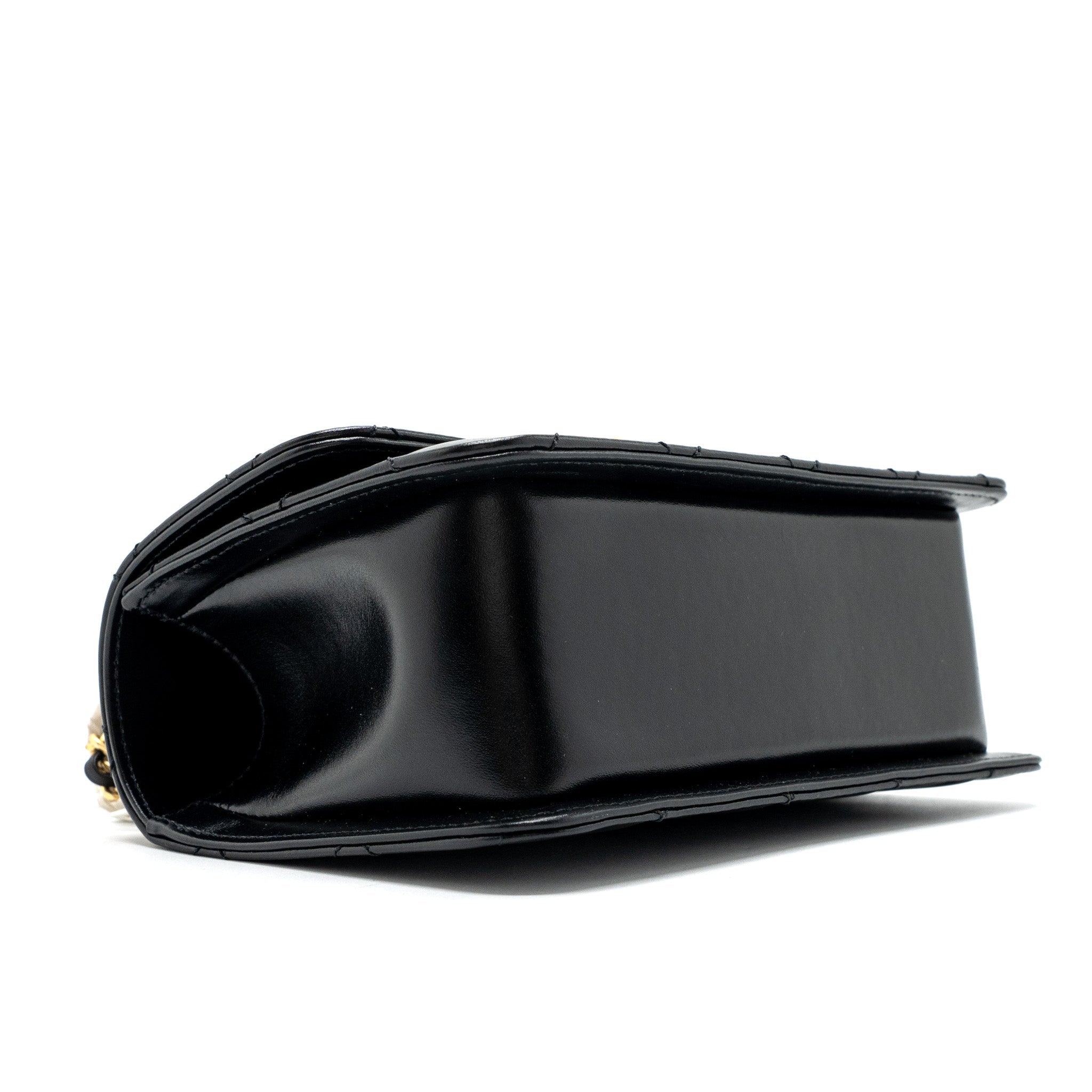 Chanel 24C gold crush mini flap bag calfskin black   (microchip)