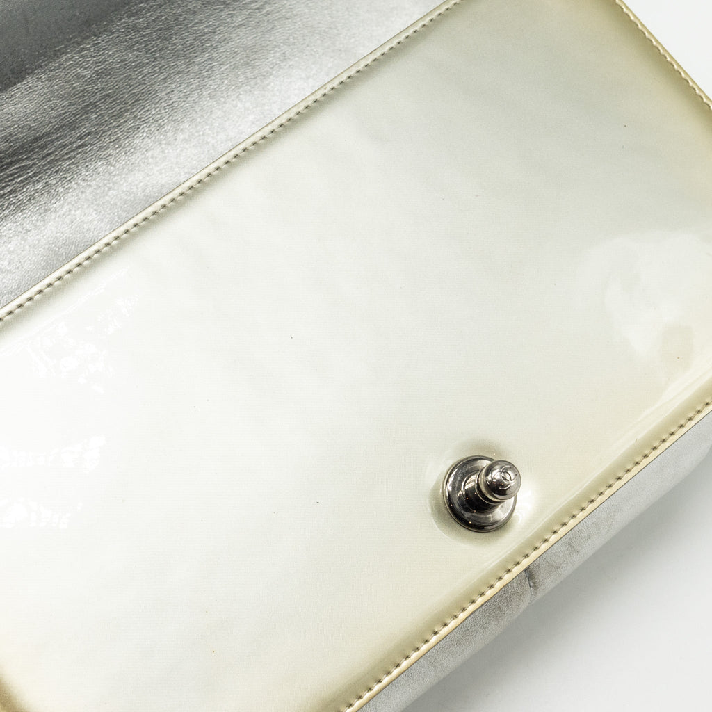 Chanel medium boy bag patent light gold / silver