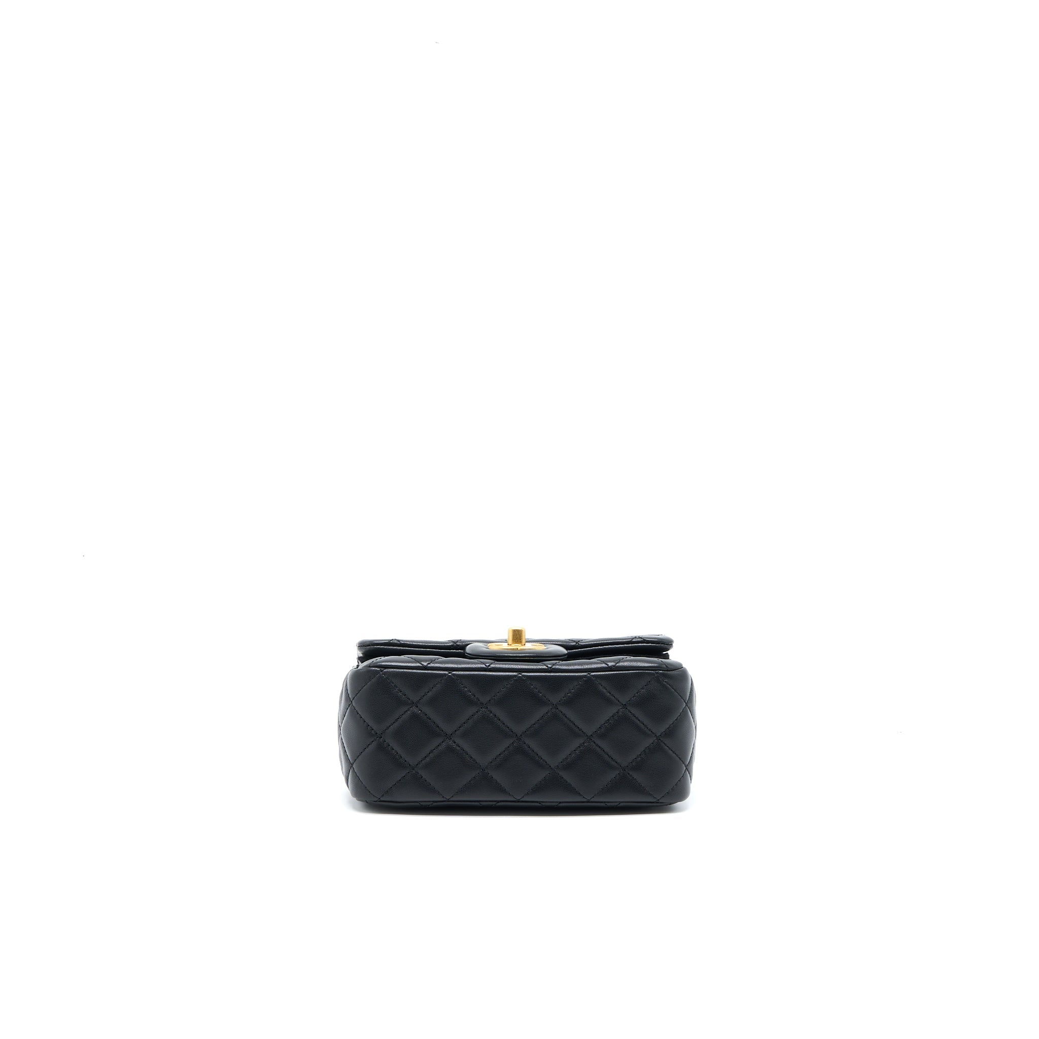 Chanel Pearl Crush Mini Square Flap Bag Lambskin Black Brushed  (Microchip)