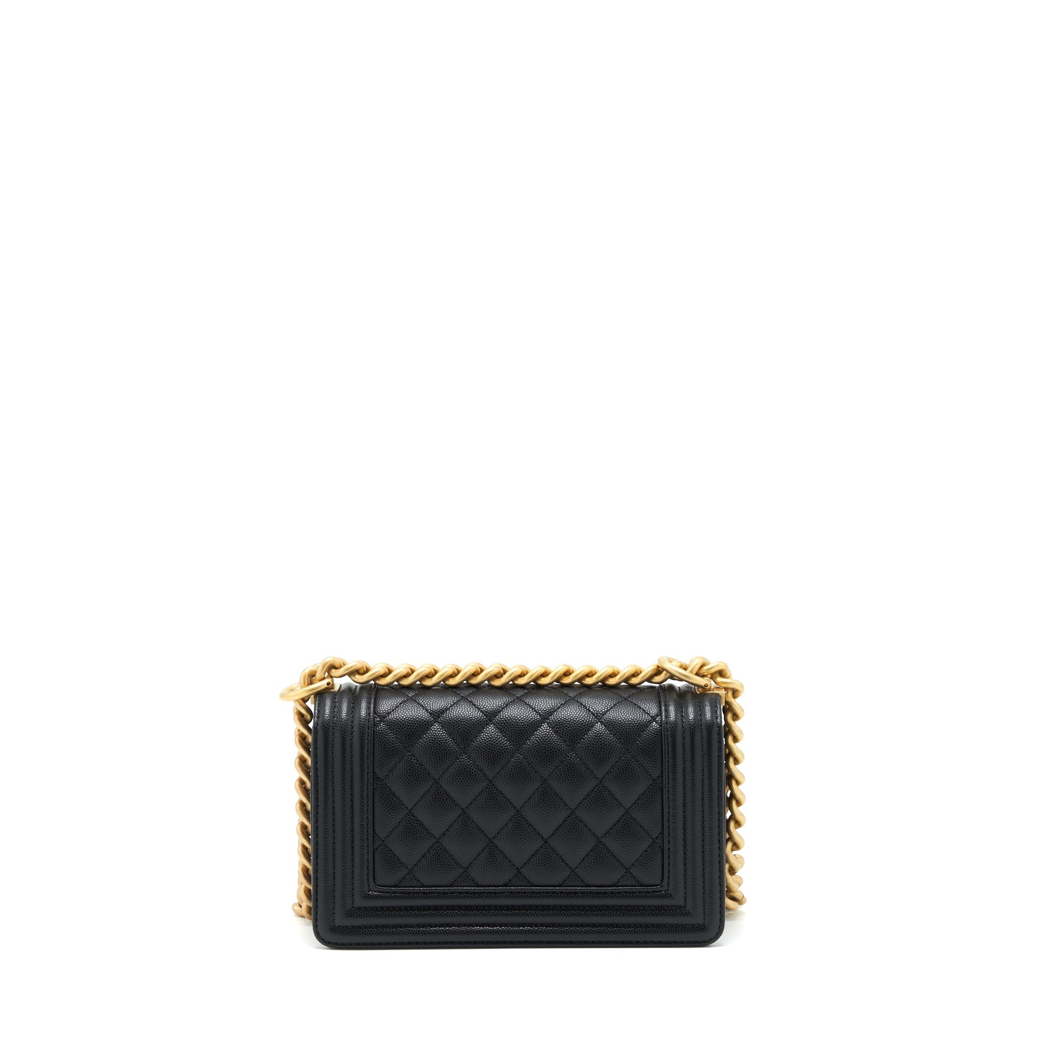 Chanel Small Boy Bag Caviar Black Brushed  (Microchip)