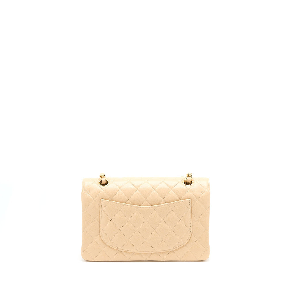 Chanel Small Classic Double Flap Bag Caviar Beige (Microchip)