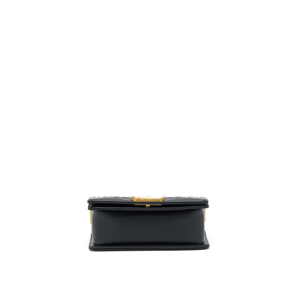 Chanel Small Boy Bag Caviar Black Brushed  (Microchip)